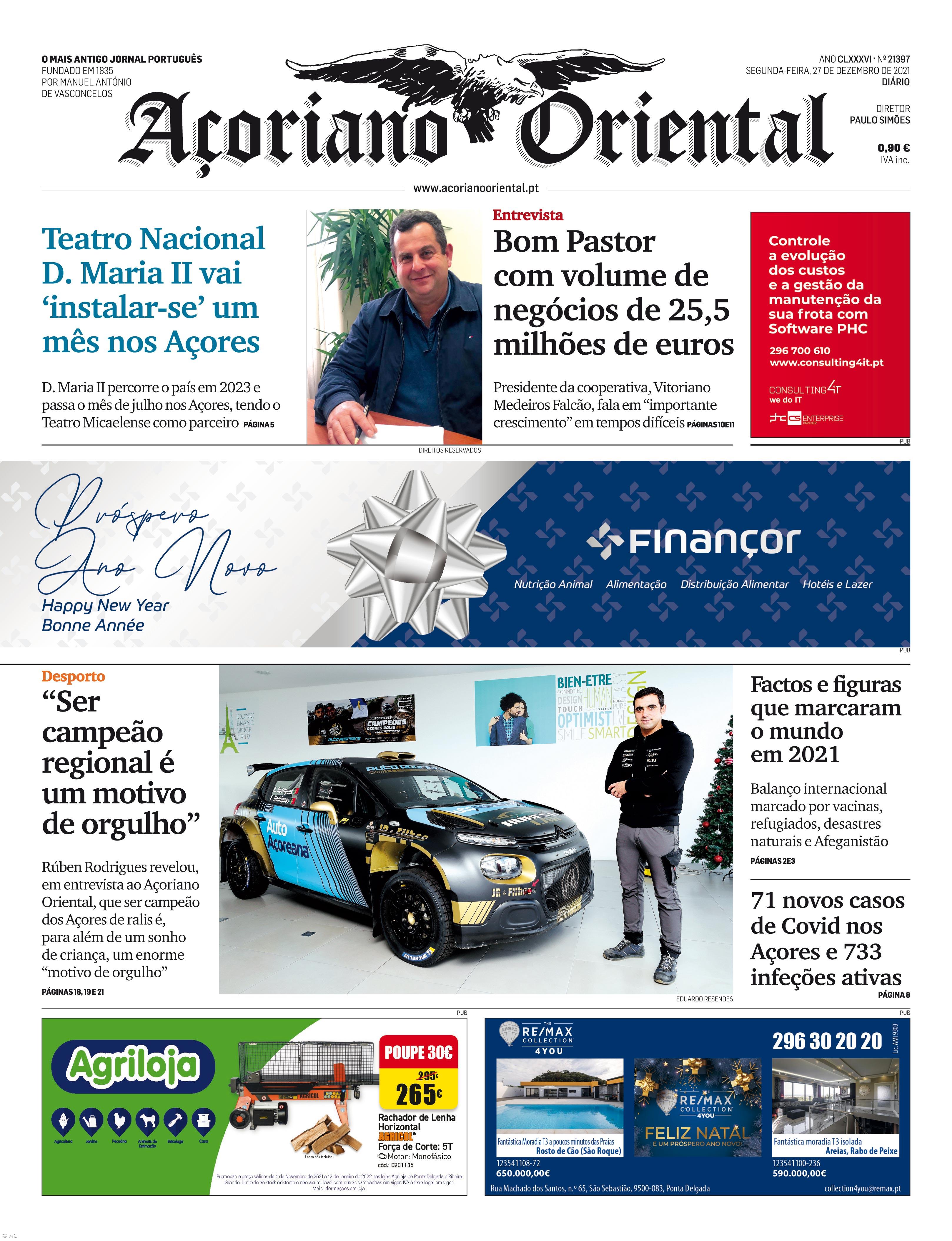 "Teatro Nacional D. Maria II vai 'instalar-se' um mês nos Açores" é a manchete do Açoriano Oriental – Imagem 1