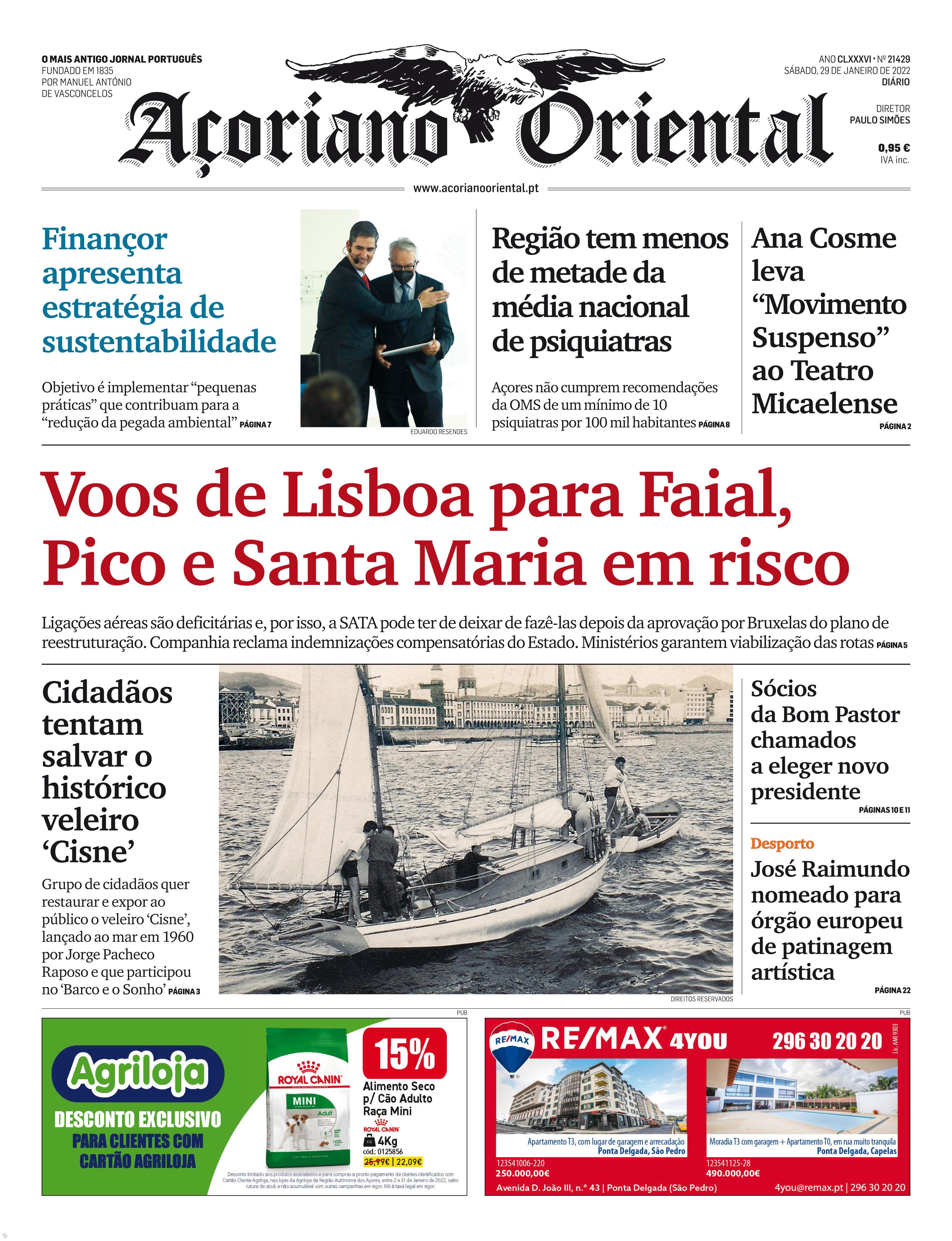 "Voos de Lisboa para Faial, Pico e Santa Maria em risco" é a manchete do Açoriano Oriental – Imagem 1