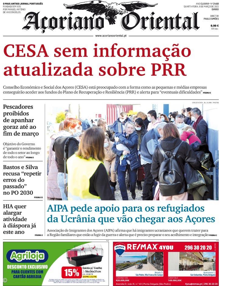"CESA sem informação atualizada sobre PRR" é a manchete do Açoriano Oriental – Imagem 1