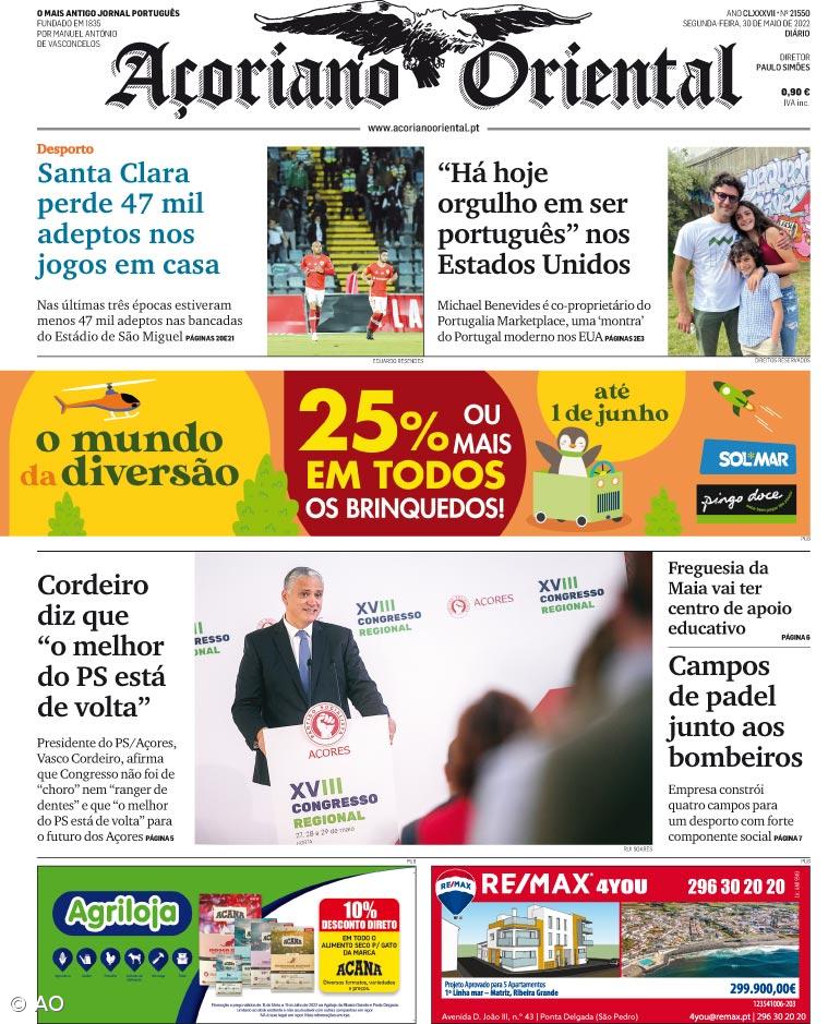 "Santa Clara perde 47 mil adeptos nos jogos em casa" é a manchete do Açoriano Oriental – Imagem 1