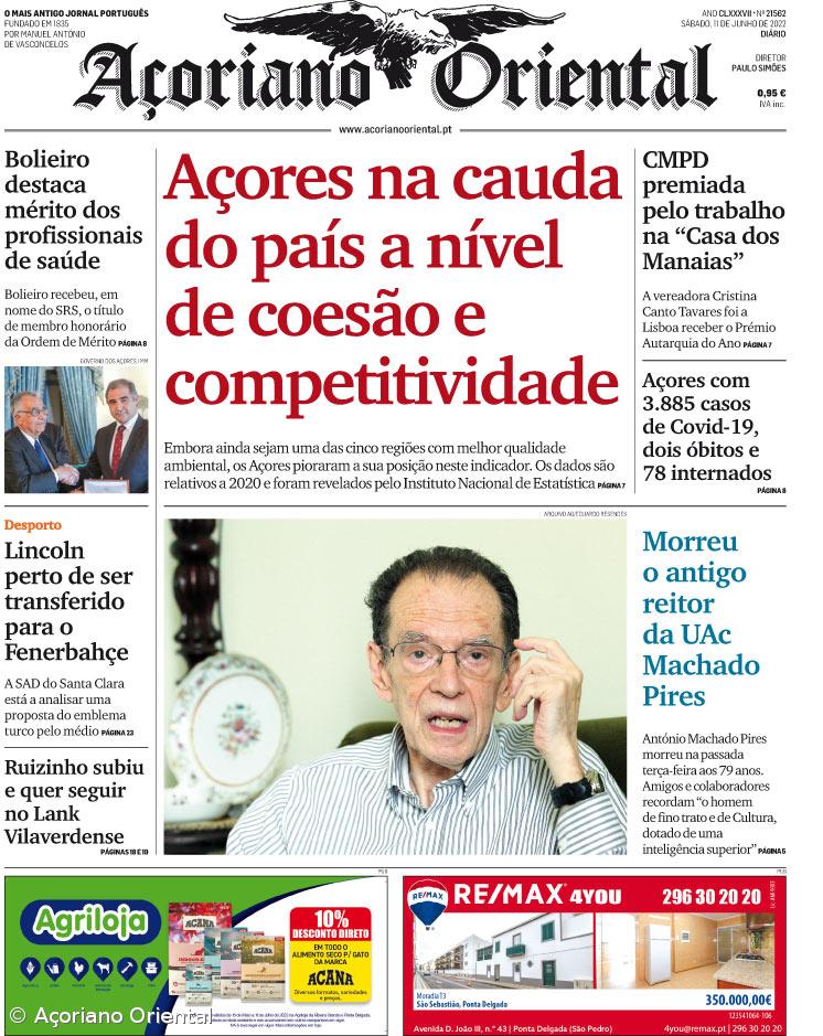 "Açores na cauda do país a nível de coesão e competitividade" é a manchete do Açoriano Oriental – Imagem 1