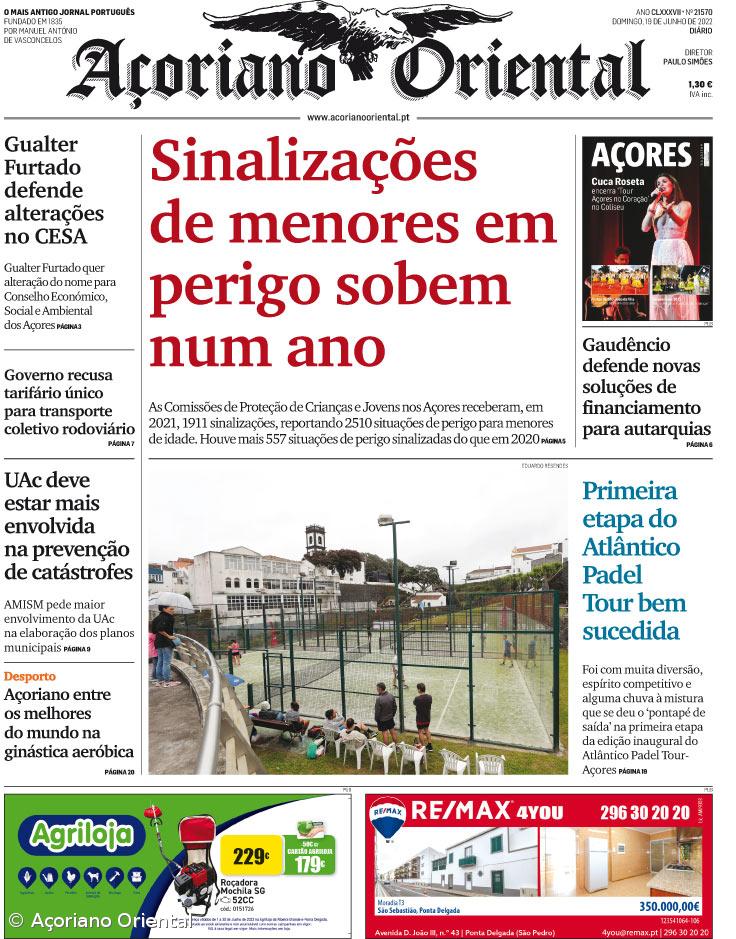 "Sinalizações de menores em perigo sobem num ano" é a manchete do Açoriano Oriental – Imagem 1