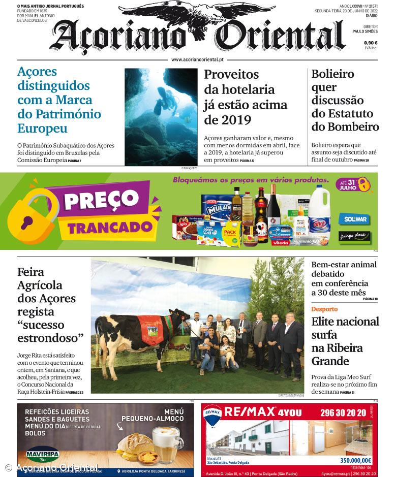 "Açores distinguidos com a Marca do Património Europeu" é a manchete do Açoriano Oriental – Imagem 1