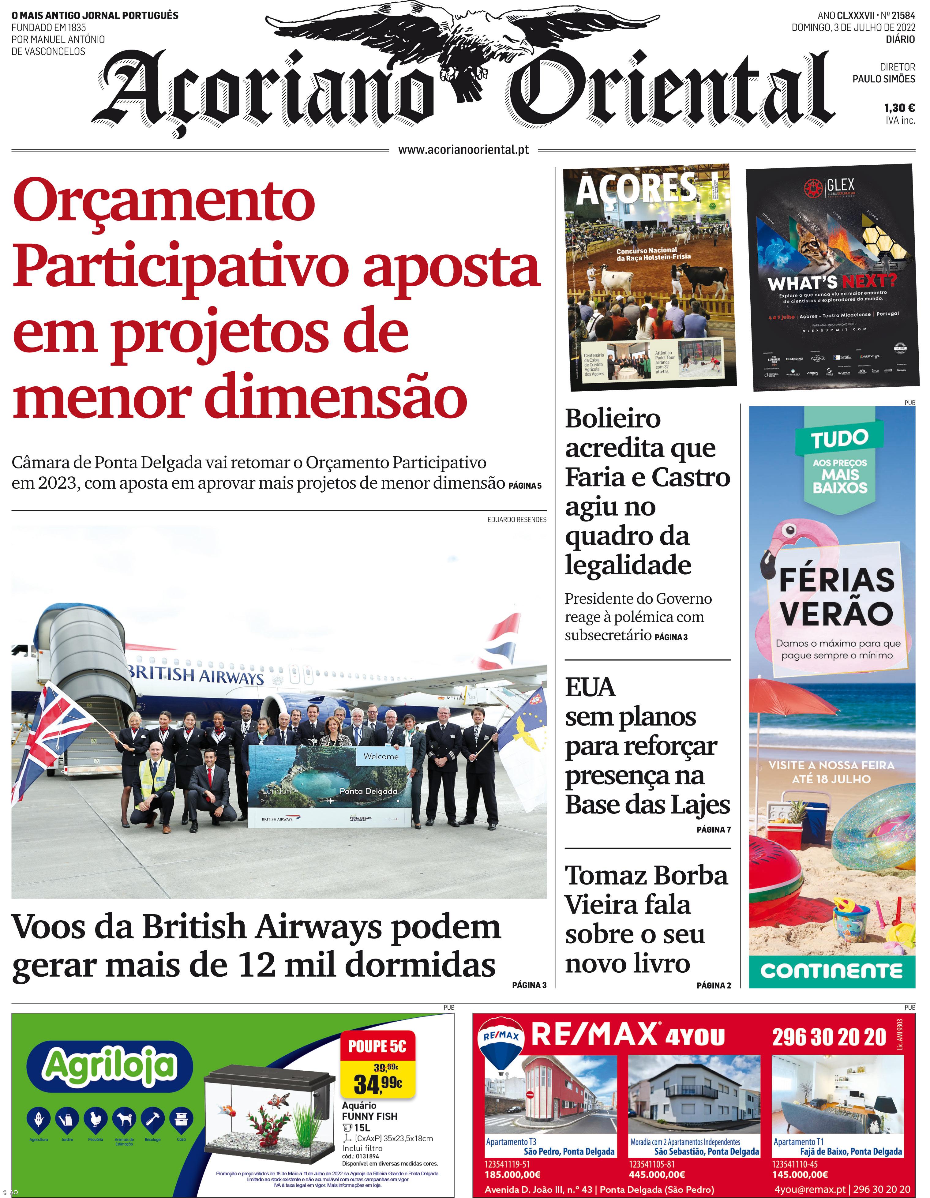 "Orçamento Participativo aposta em projetos de menor dimensão" é a manchete do Açoriano Oriental – Imagem 1