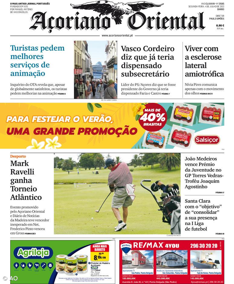 "Turistas pedem melhores serviços de animação" é a manchete do Açoriano Oriental – Imagem 1