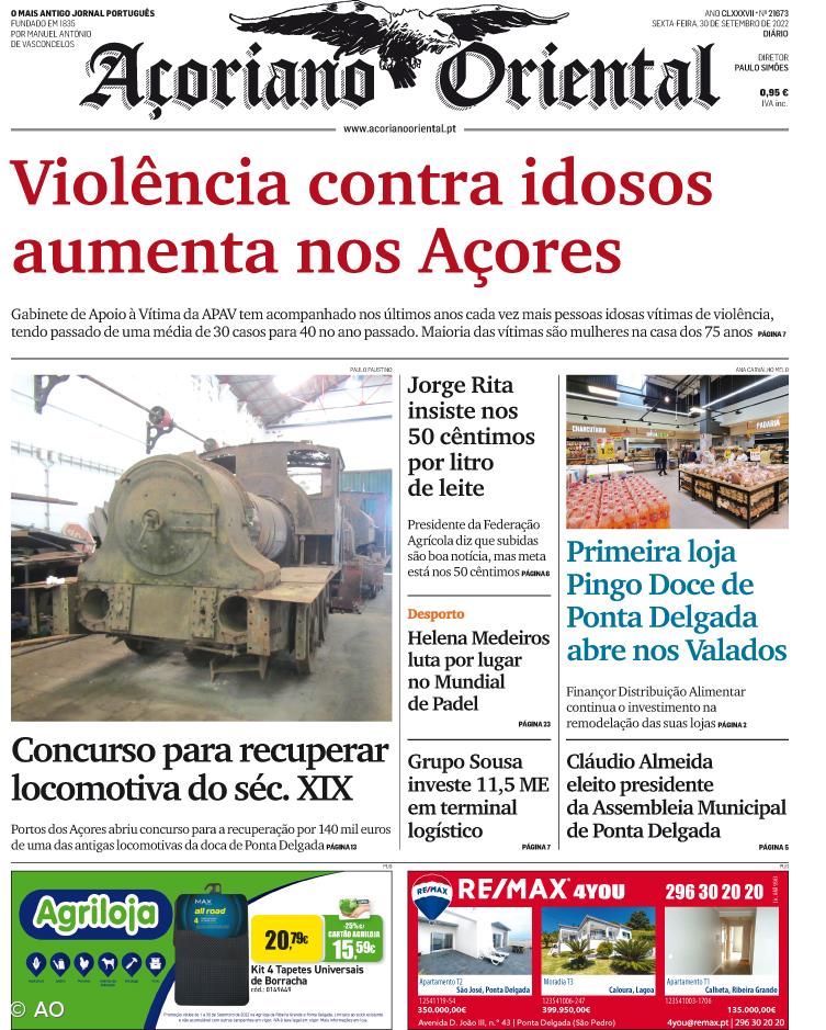 "Violência contra idosos aumenta nos Açores" é a manchete do Açoriano Oriental – Imagem 1