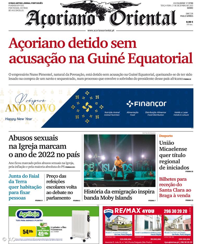 "Açoriano detido sem acusação na Guiné Equatorial" é a manchete do Açoriano Oriental – Imagem 1