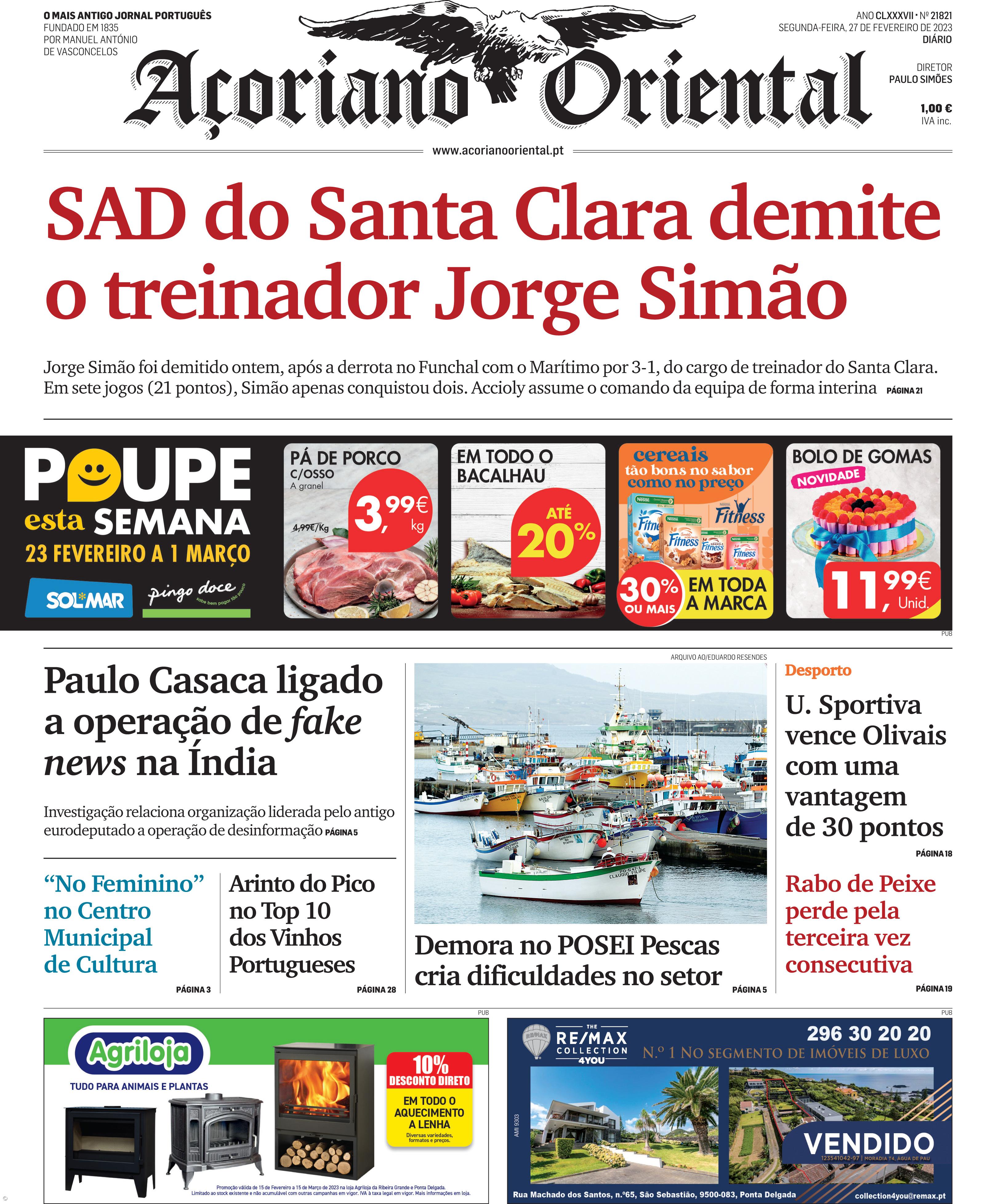 SAD do Santa Clara demite o treinador Jorge Simão – Imagem 1
