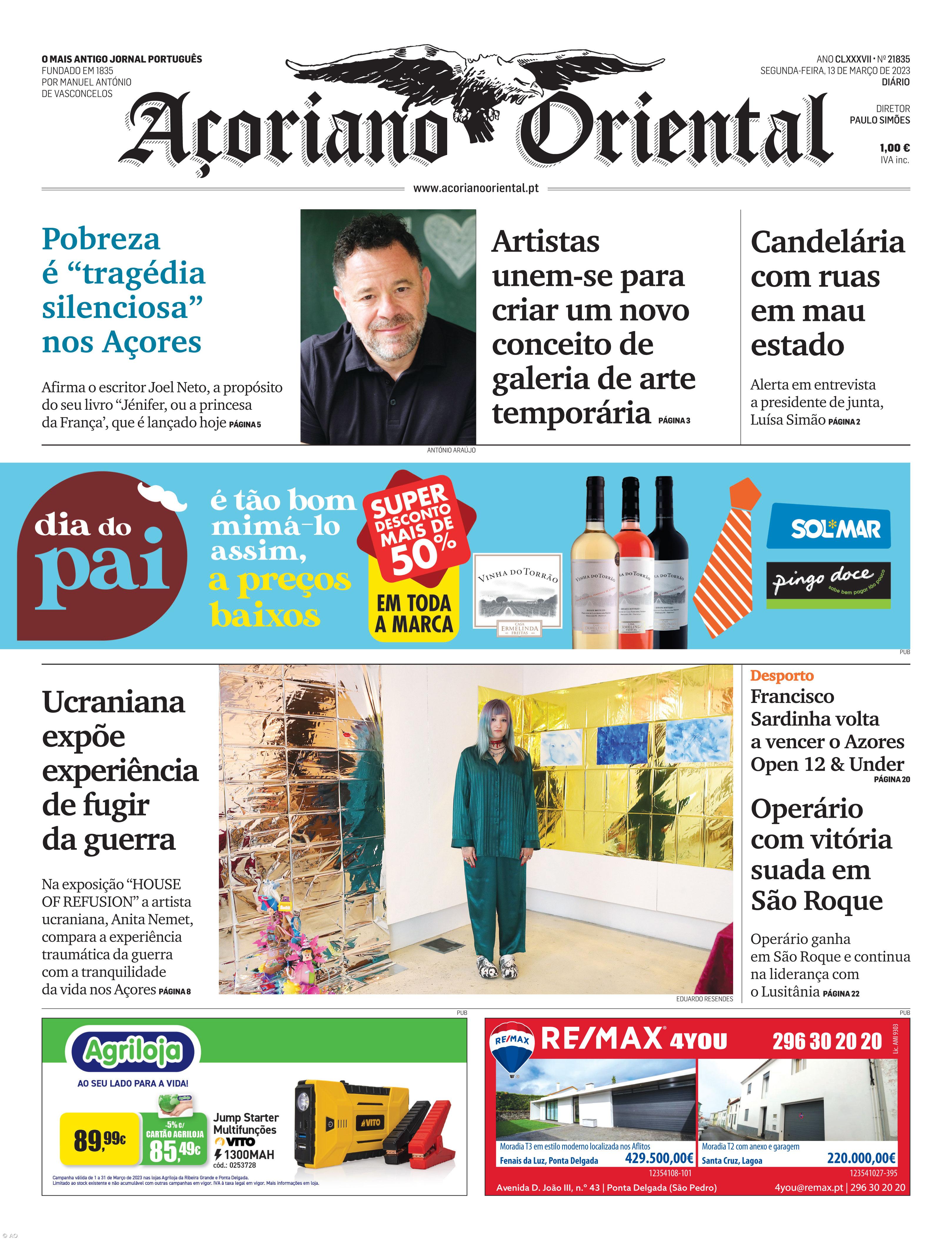"Pobreza é 'tragédia silenciosa' nos Açores" é a manchete do Açoriano Oriental – Imagem 1