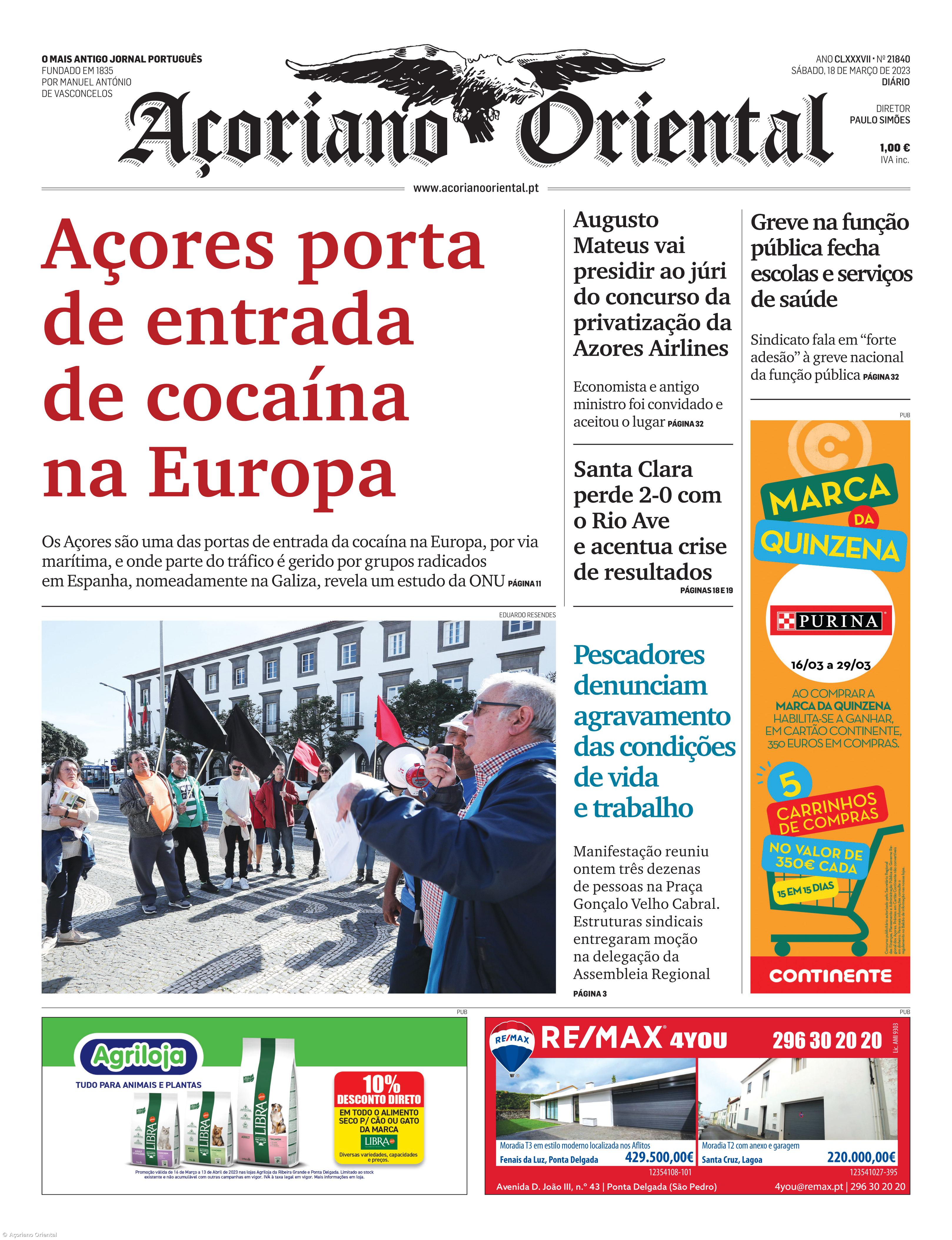 "Açores porta de entrada de cocaína na Europa" é a manchete do Açoriano Oriental – Imagem 1