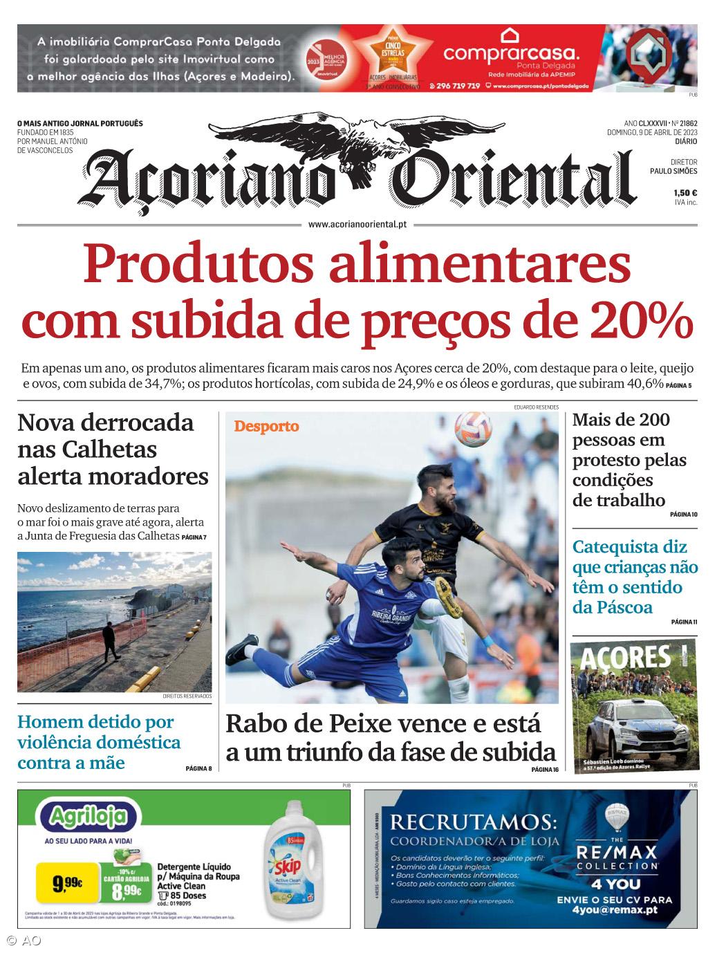 "Produtos alimentares com subida de preços de 20%" é a manchete do Açoriano Oriental – Imagem 1