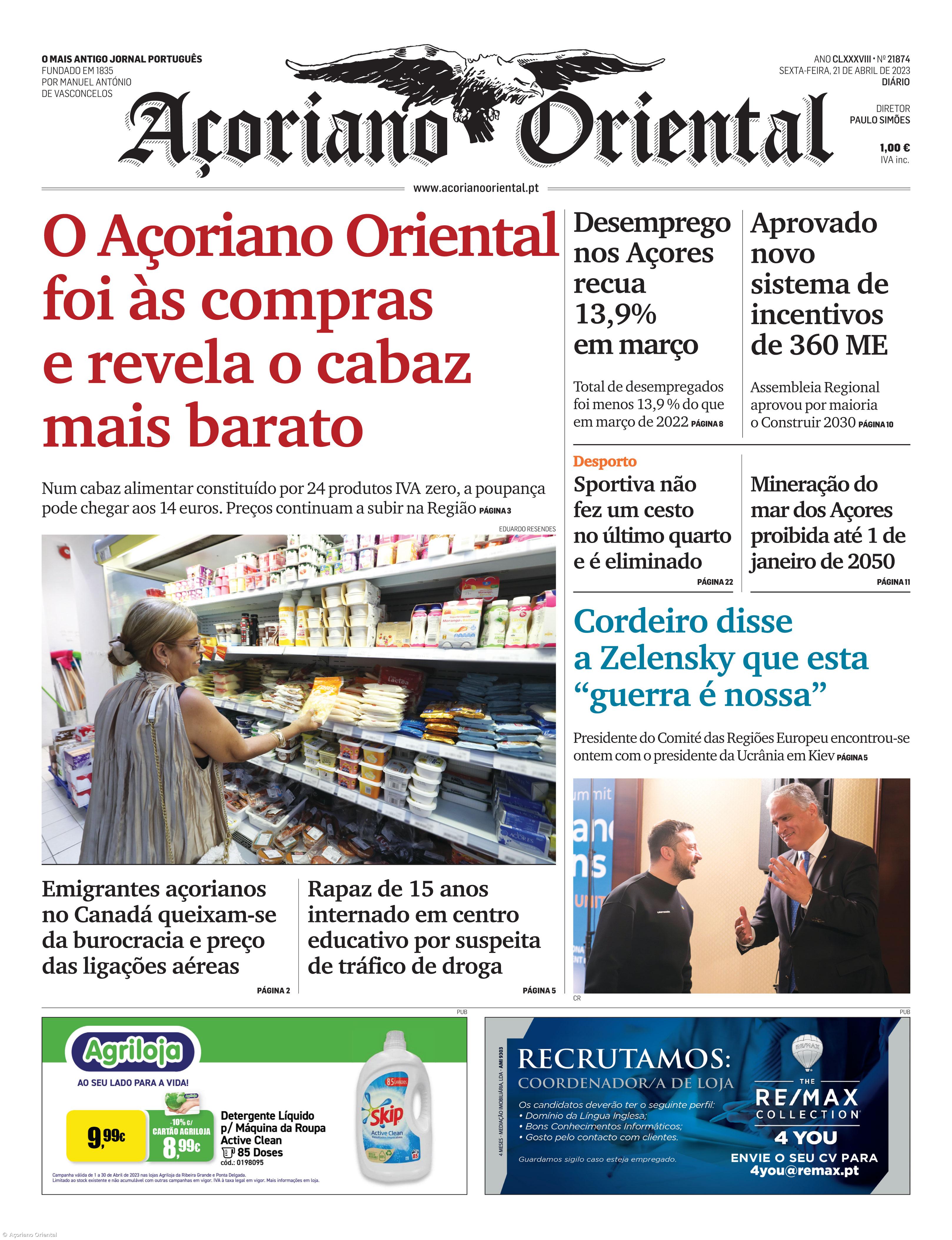 "O Açoriano Oriental foi às compras e revela o cabaz mais barato" é a manchete do AO – Imagem 1