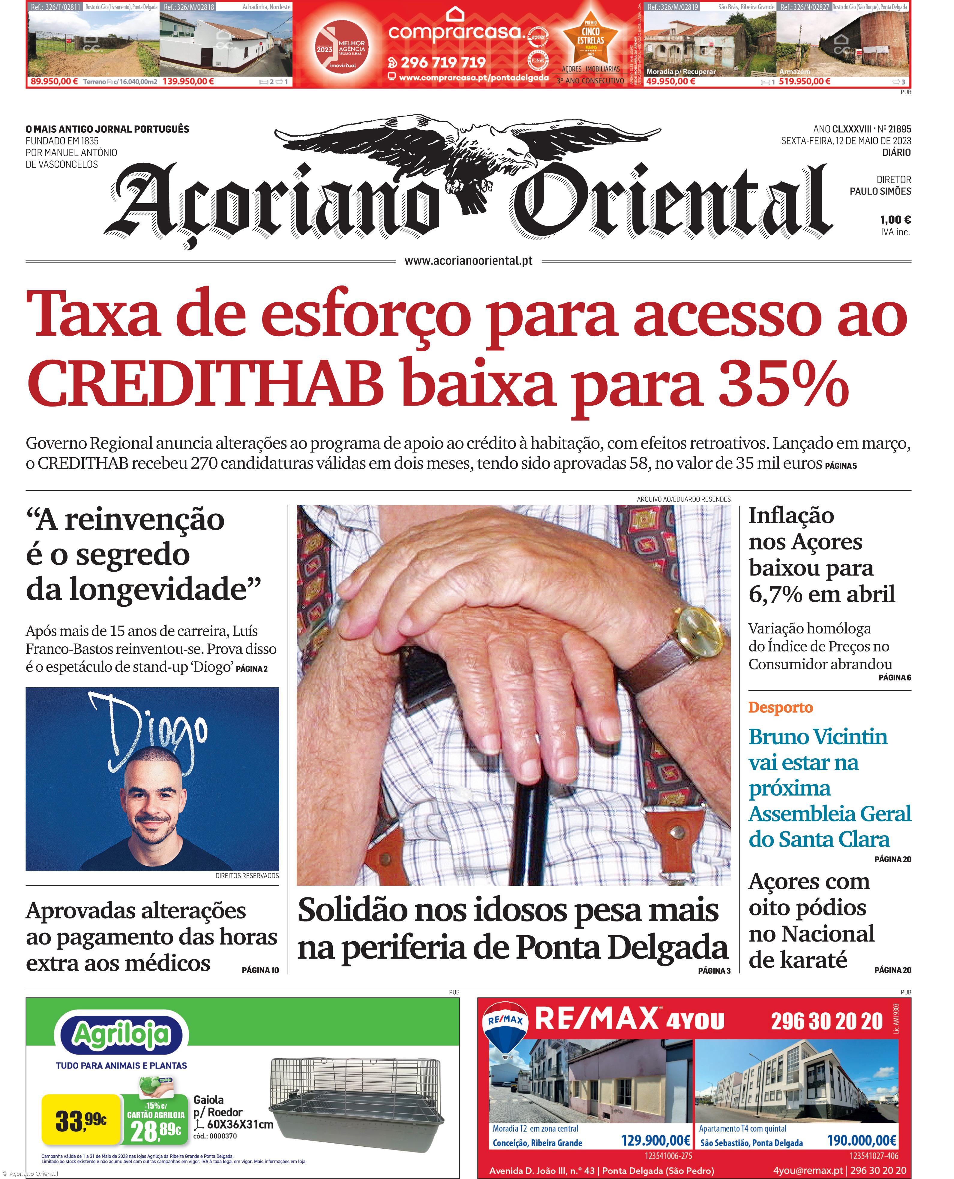 "Taxa de esforço para acesso ao CREDITHAB baixa para 35%" é a manchete do Açoriano Oriental – Imagem 1
