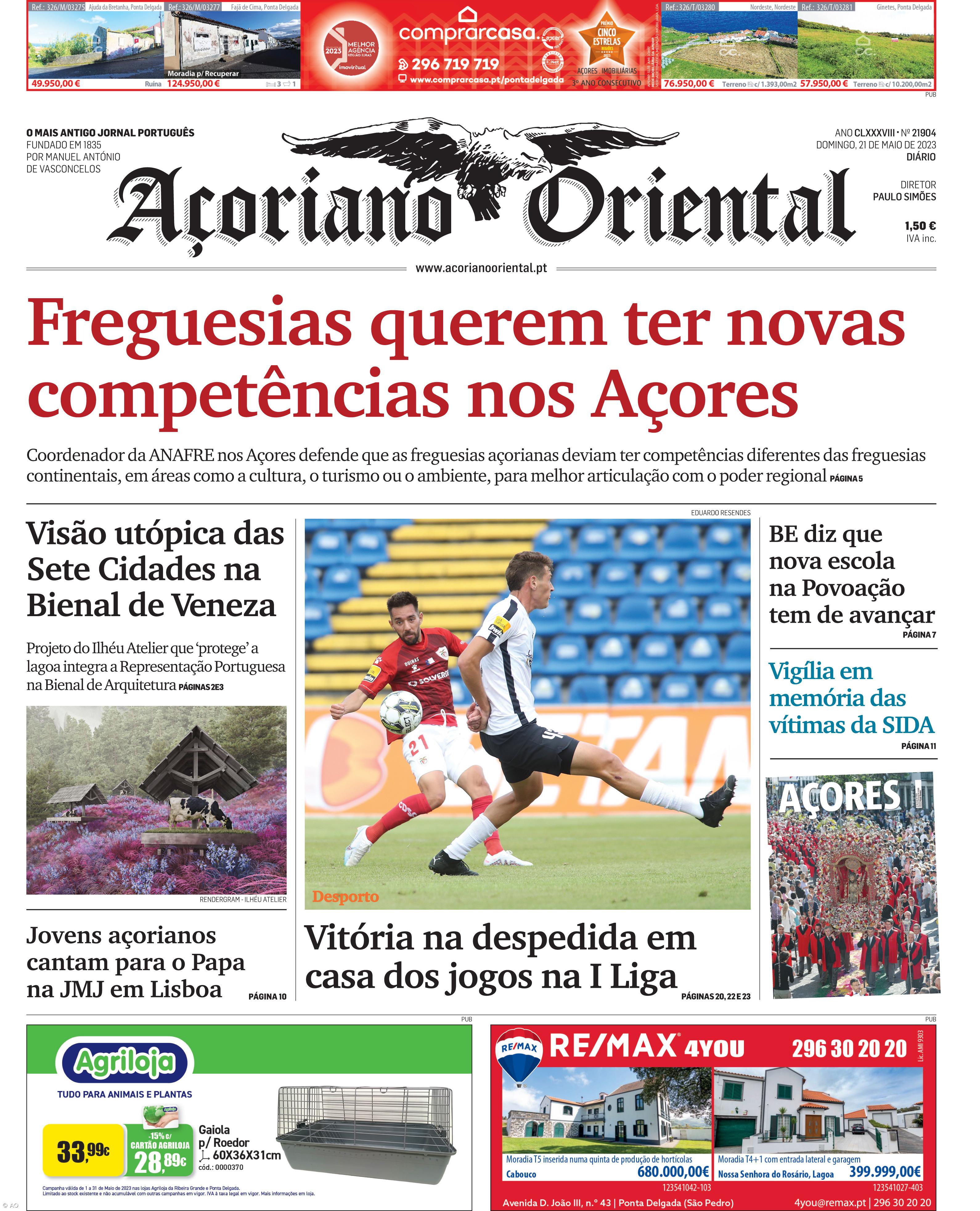 "Freguesias querem ter novas competências nos Açores" é a manchete do Açoriano Oriental – Imagem 1
