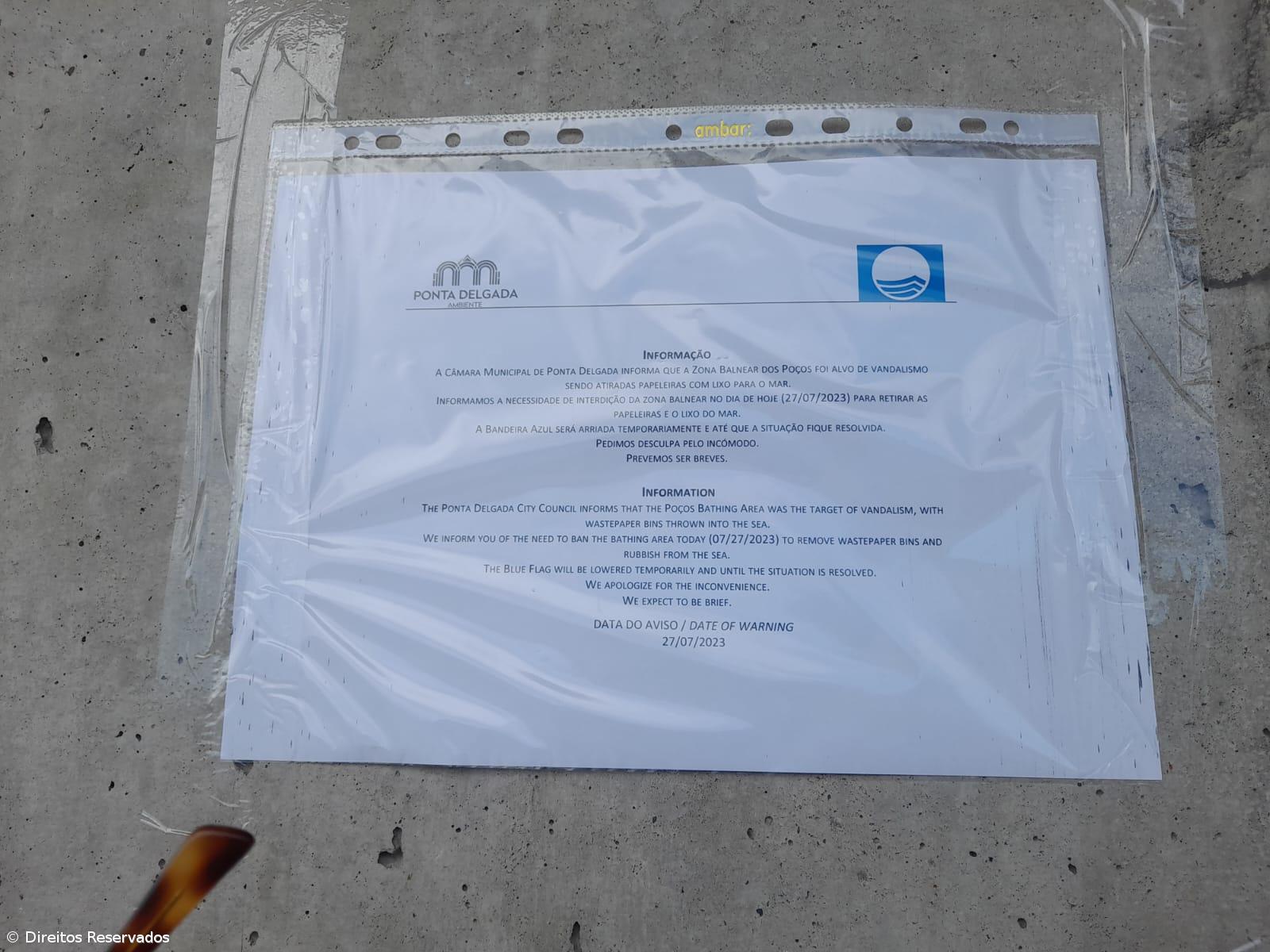 Zona Balnear dos Poços interditada devido a vandalismo – Imagem 1