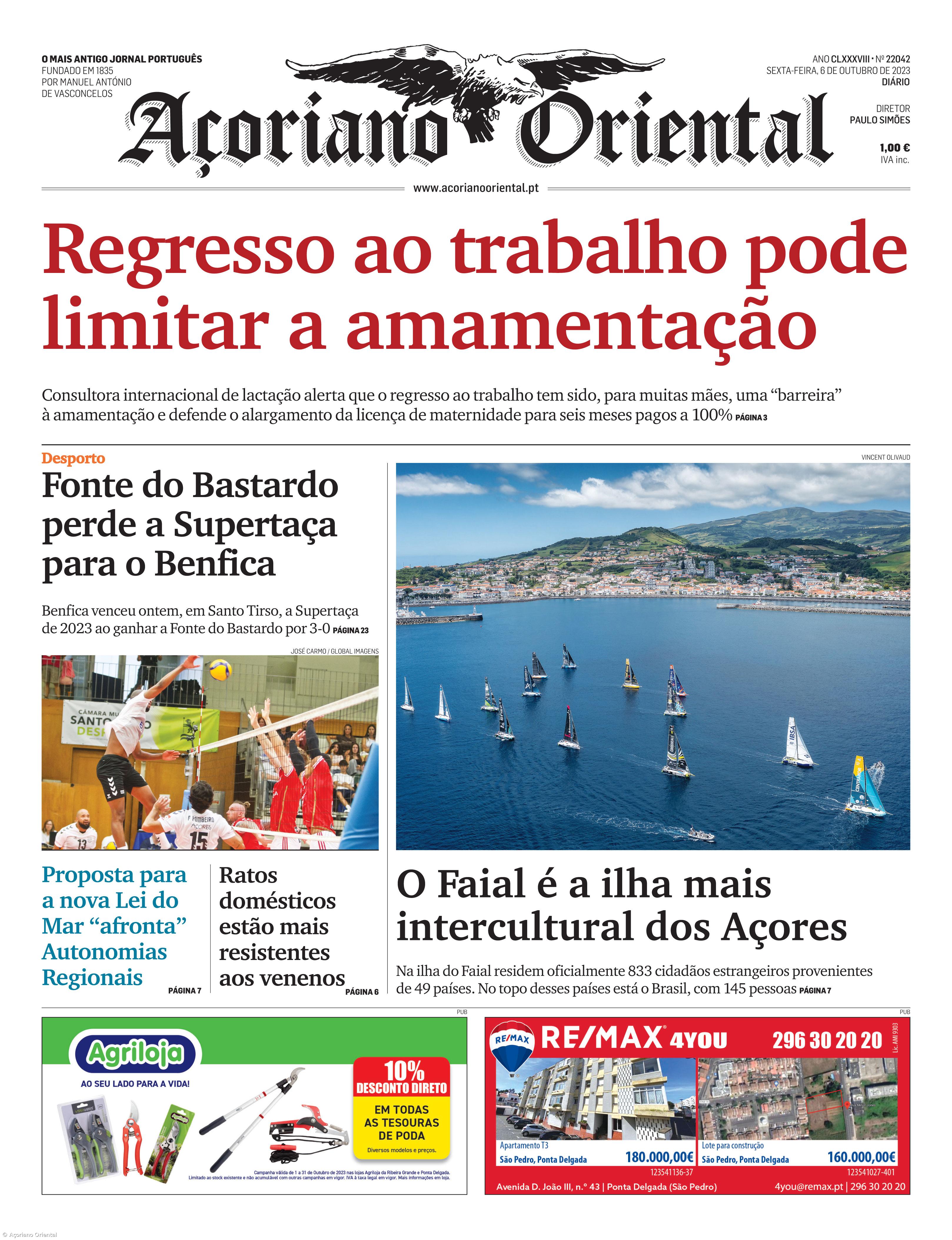 "Regresso ao trabalho pode limitar a amamentação" é a manchete do Açoriano Oriental – Imagem 1