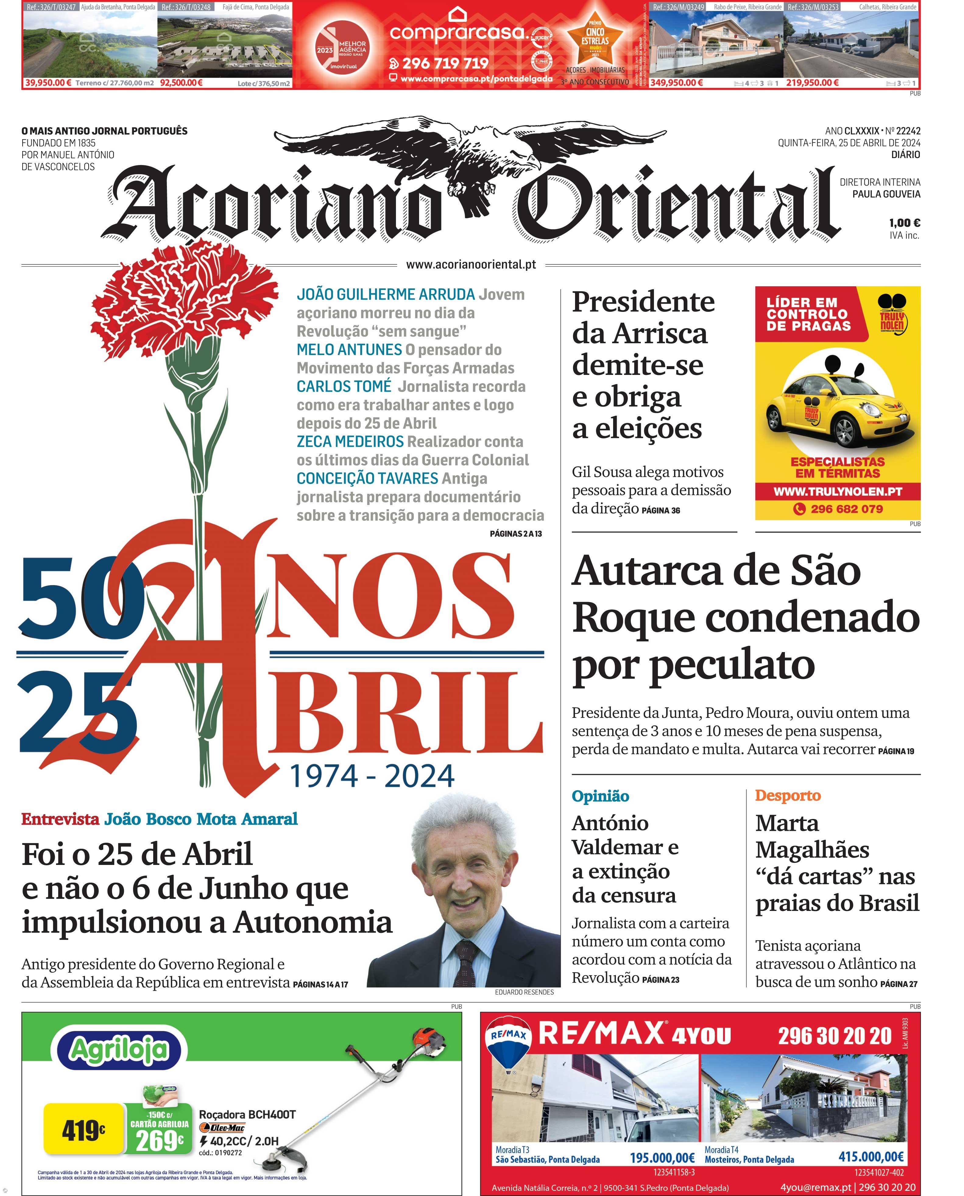 Açoriano Oriental apresenta hoje uma edição especial dedicada aos 50 anos do 25 de Abril – Imagem 1