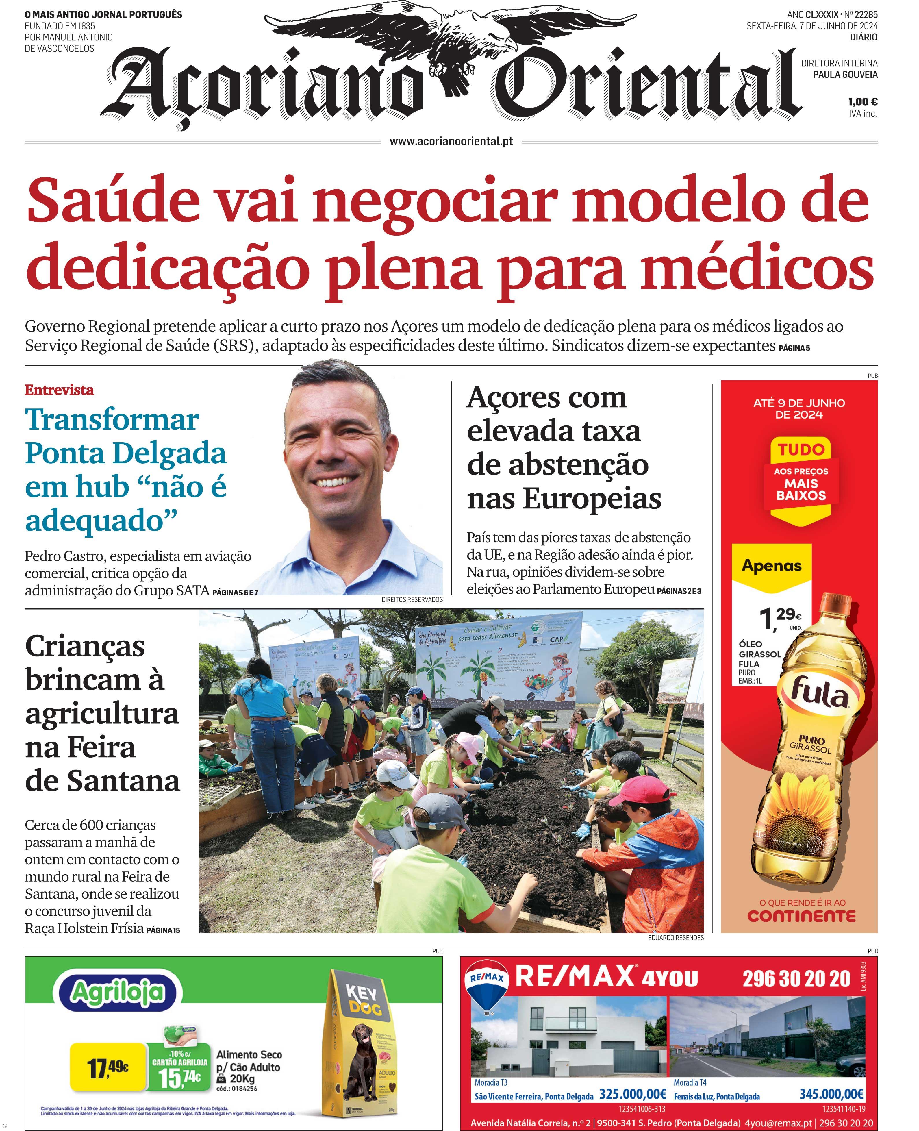 "Saúde vai negociar modelo de dedicação plena para médicos" é a manchete do Açoriano Oriental – Imagem 1