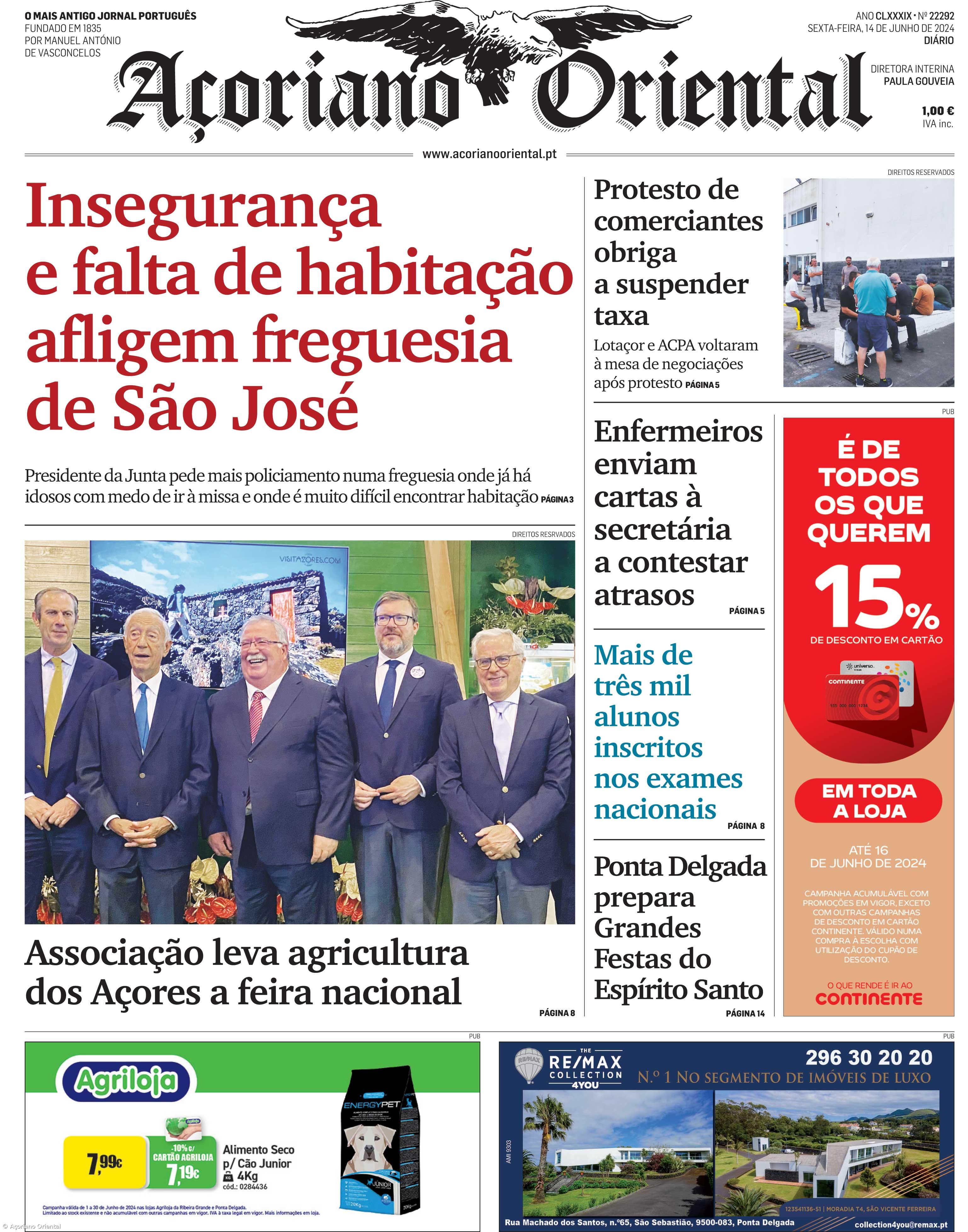 "Insegurança e falta de habitação afligem freguesia de São José" é a manchete do Açoriano Oriental – Imagem 1