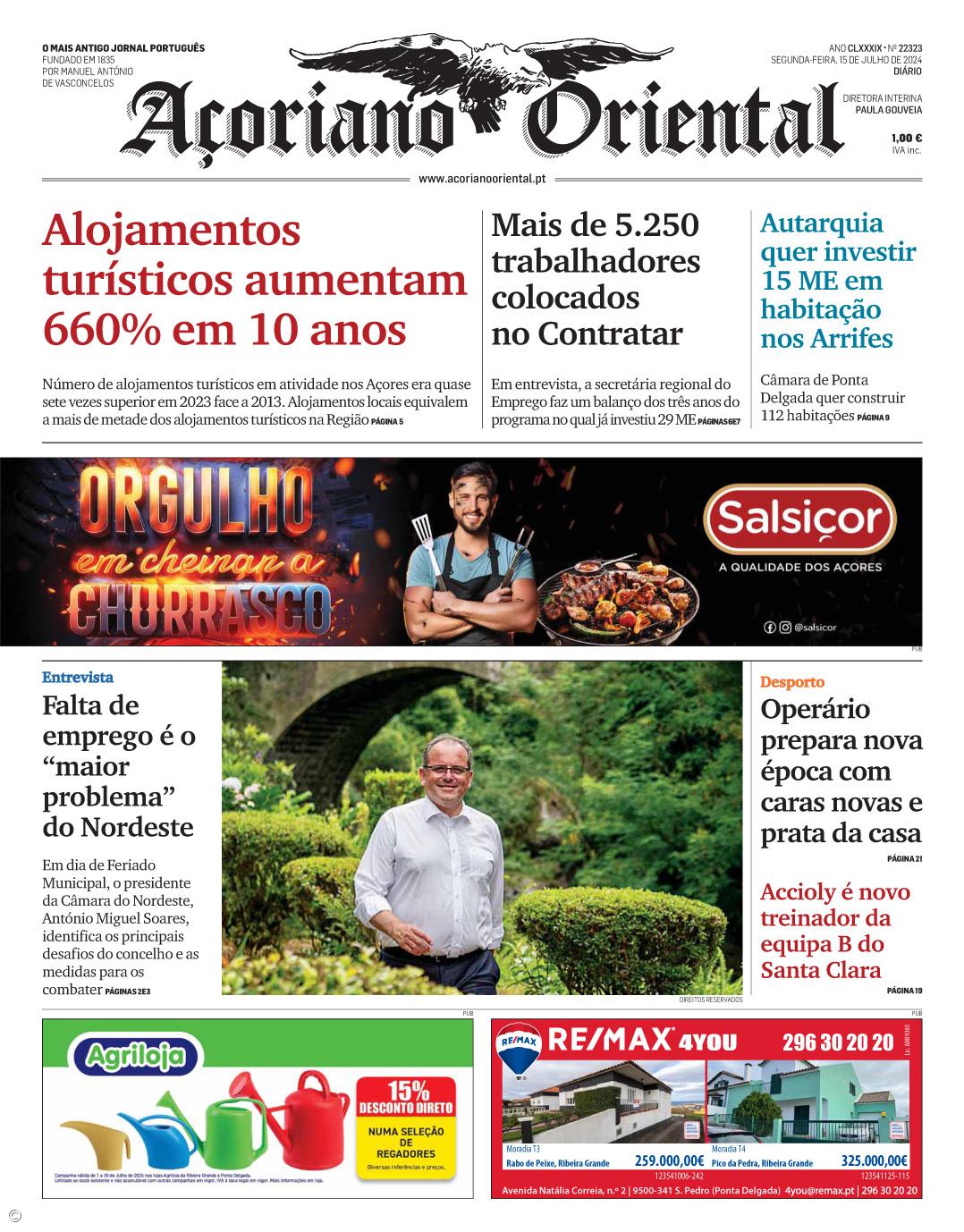 "Alojamentos turísticos aumentam 660% em 10 anos" é a manchete do Açoriano Oriental – Imagem 1