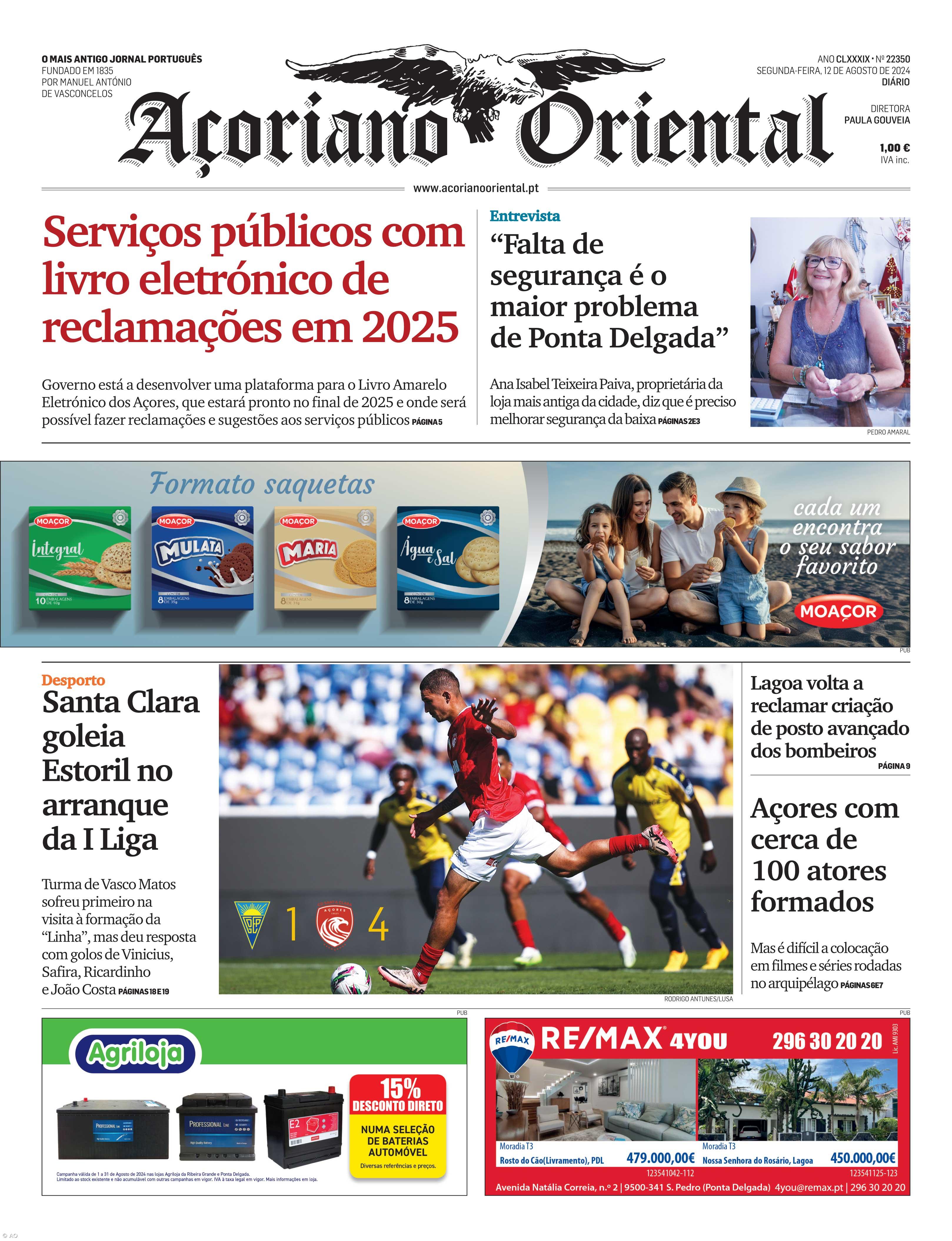 "Serviços públicos com livro eletrónico de reclamações em 2025" é a manchete do Açoriano Oriental – Imagem 1