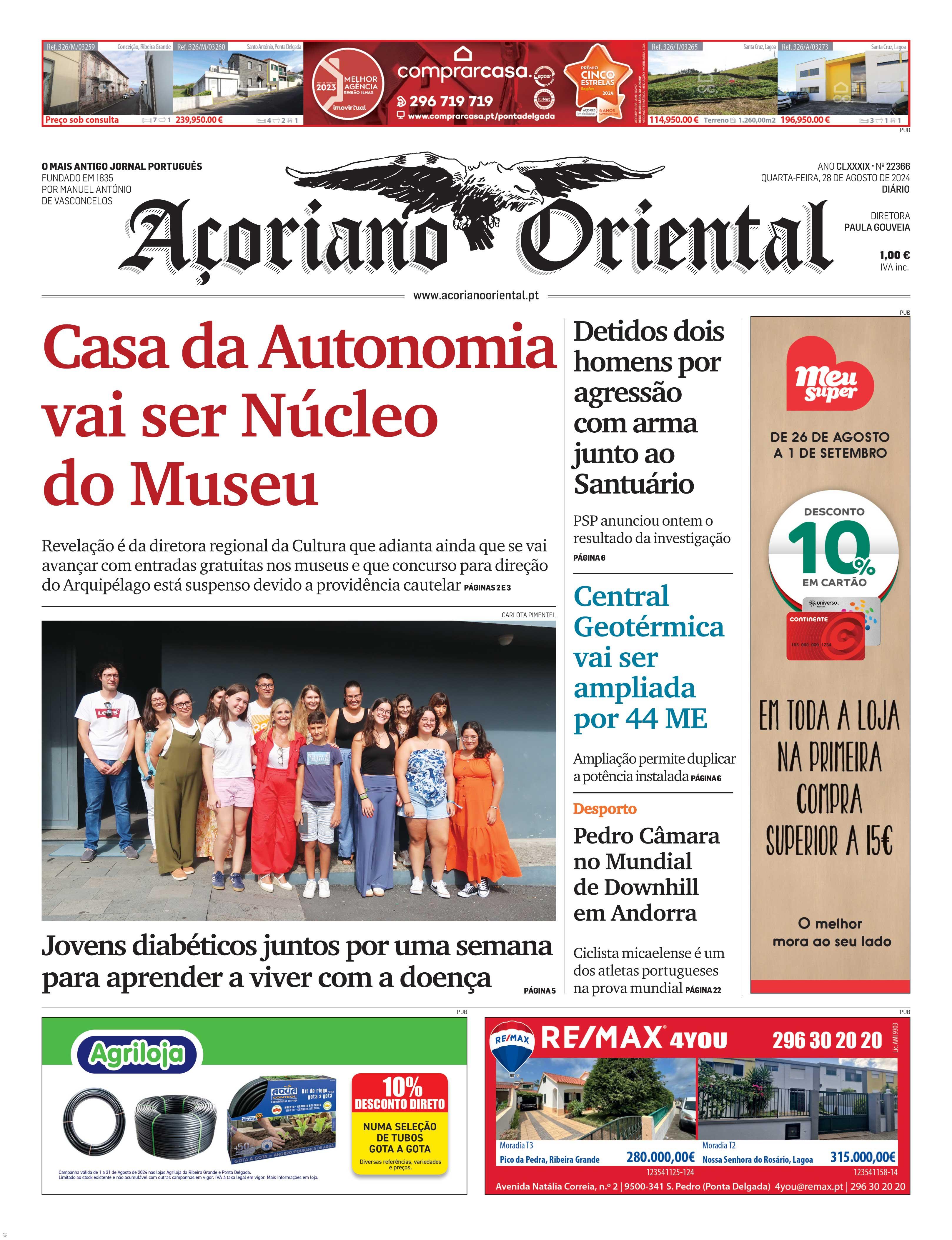 "Casa da Autonomia vai ser Núcleo do Museu" é a manchete do Açoriano Oriental – Imagem 1
