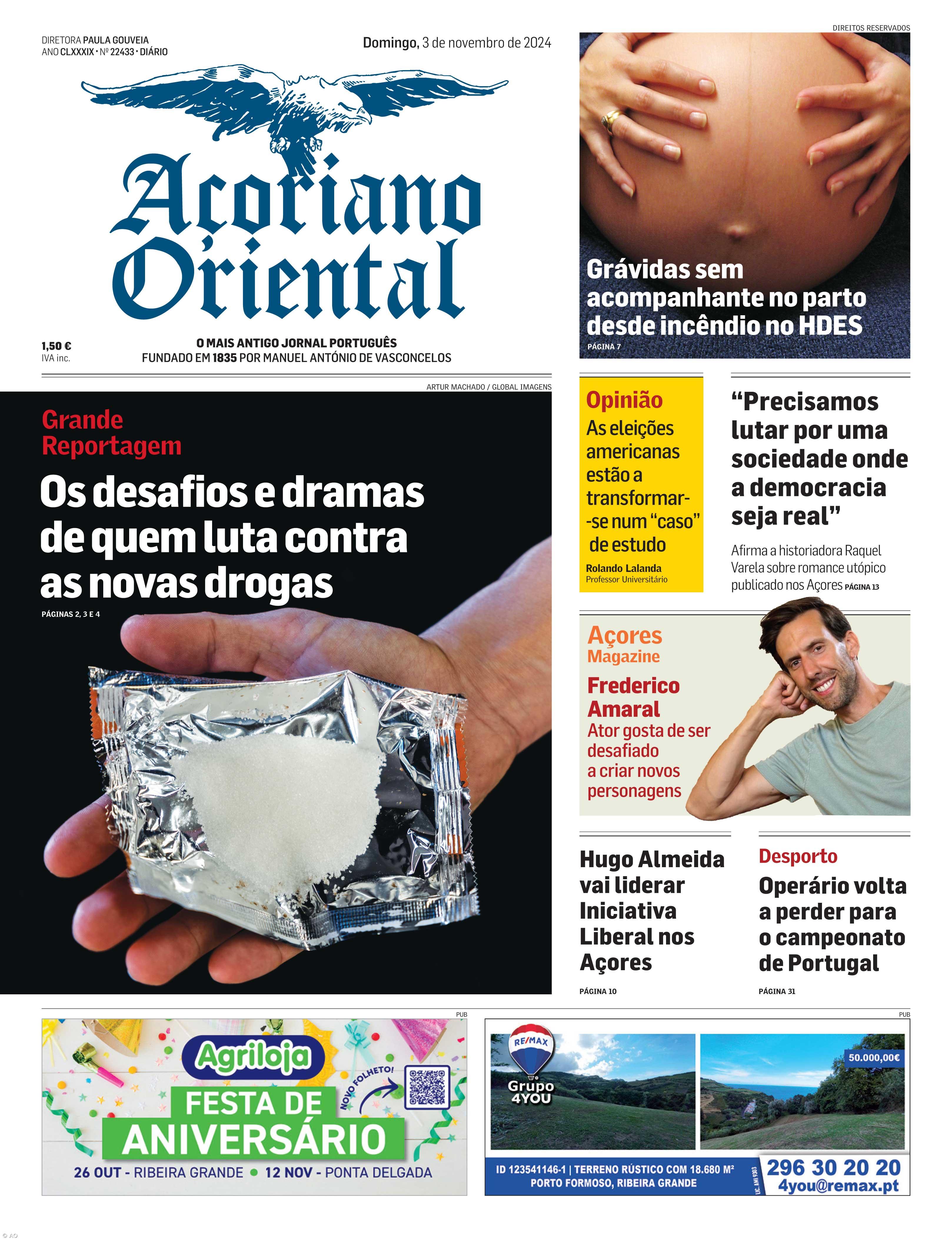 "Os desafios e dramas de quem luta contra as novas drogas" é a manchete do Açoriano Oriental – Imagem 1