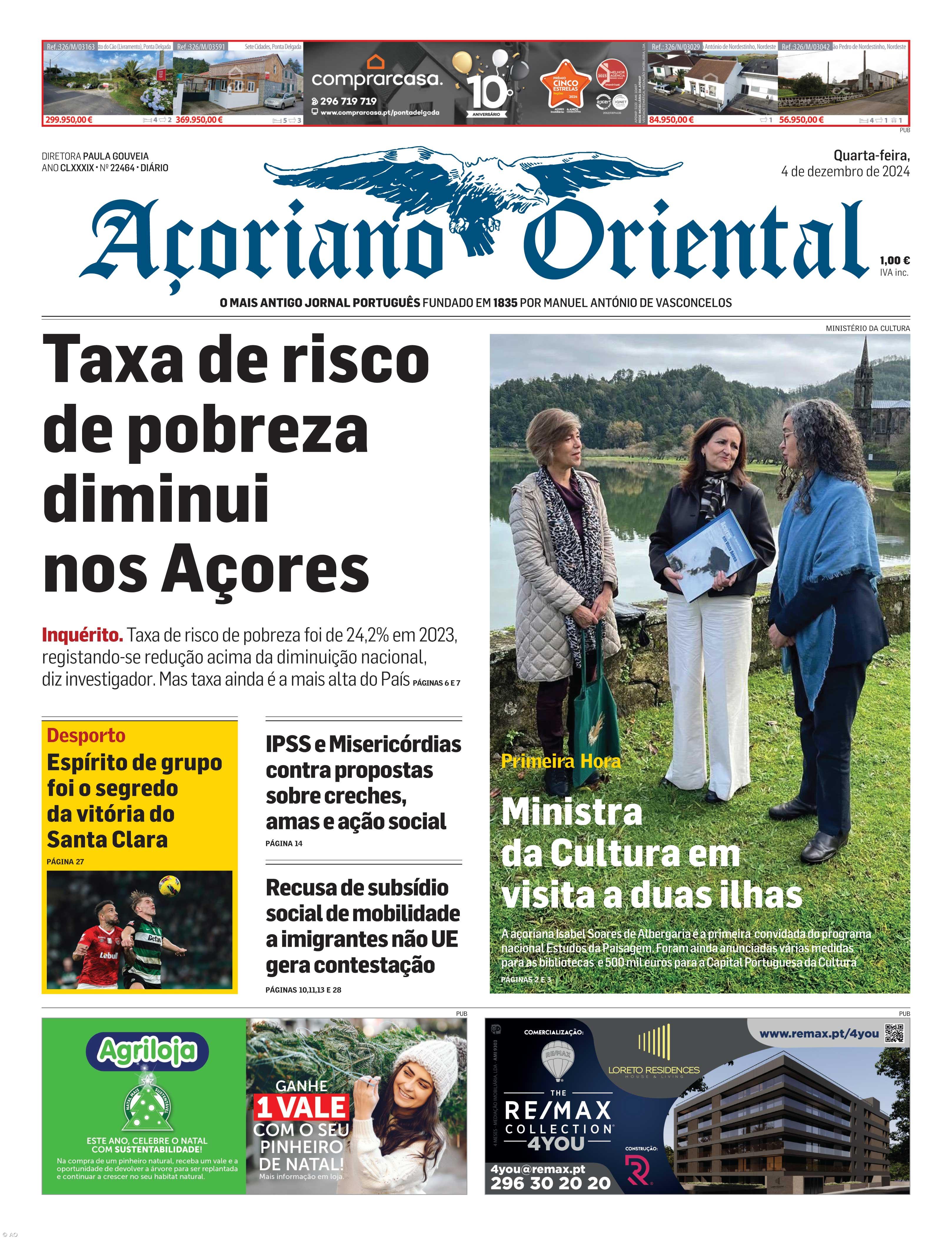 Taxa de risco de pobreza diminui nos Açores – Imagem 1