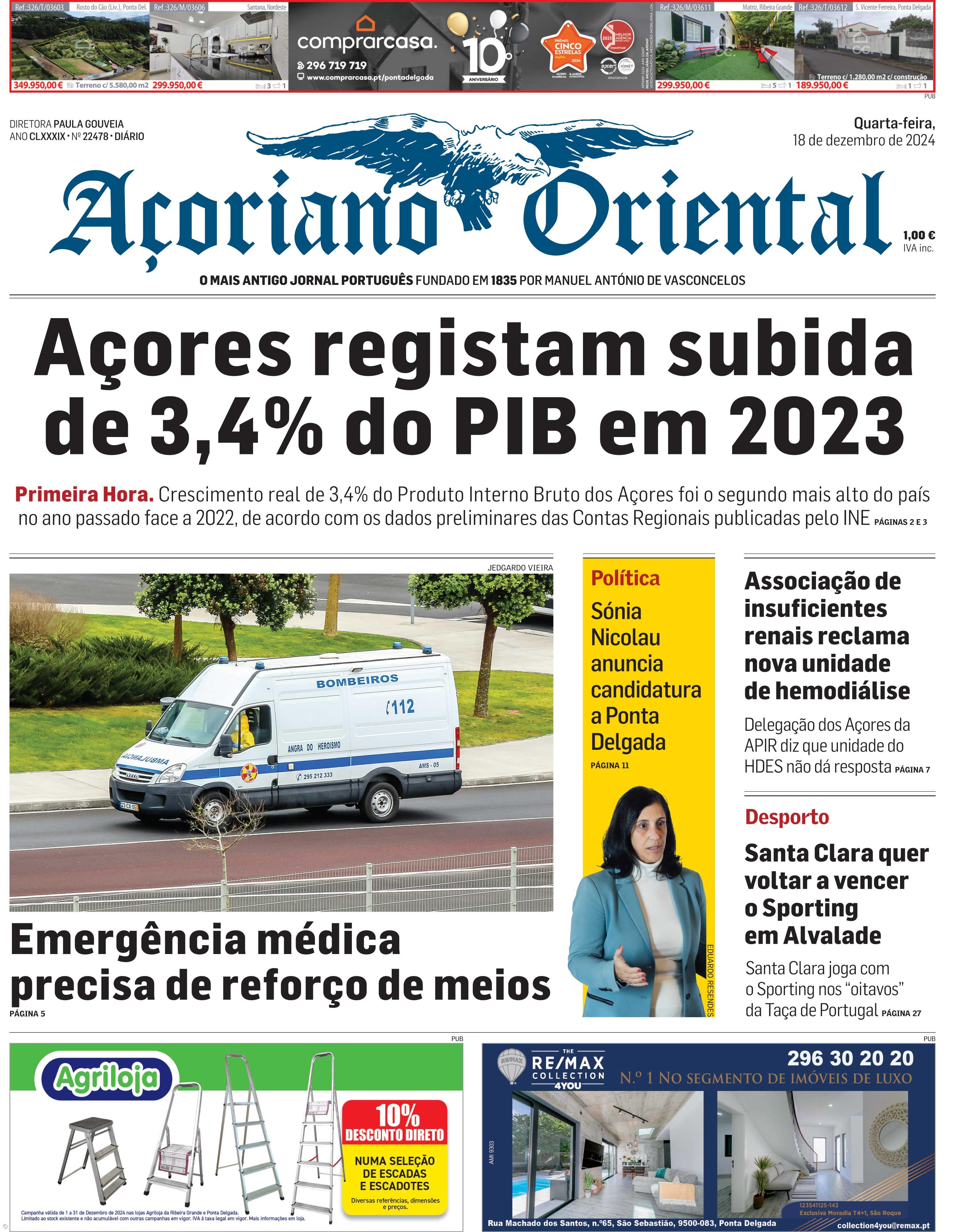 Açores registam subida de 3,4% do PIB em 2023 – Imagem 1
