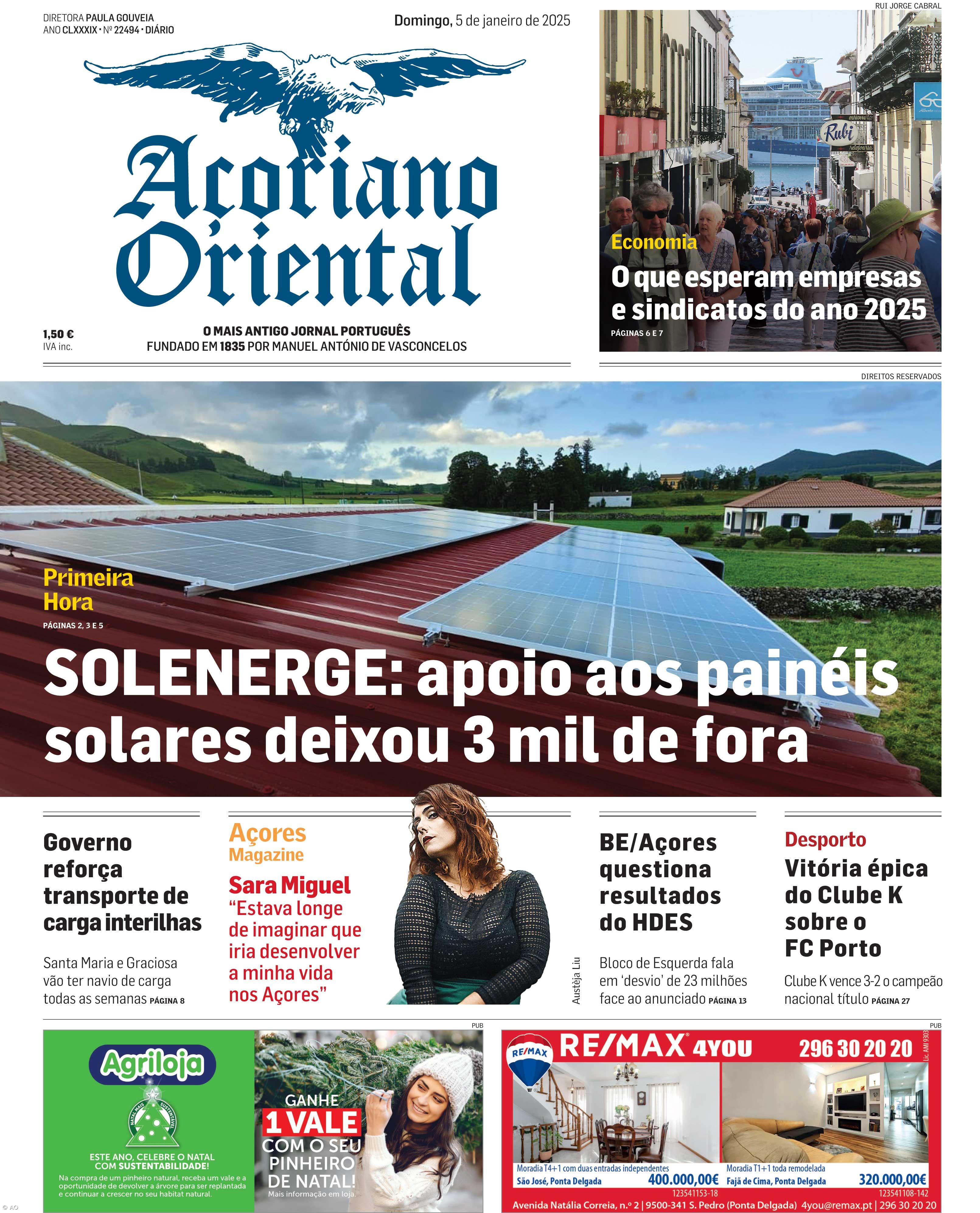 "SOLENERGE: apoio aos painéis solares deixou 3 mil de fora" é a manchete do Açoriano Oriental – Imagem 1