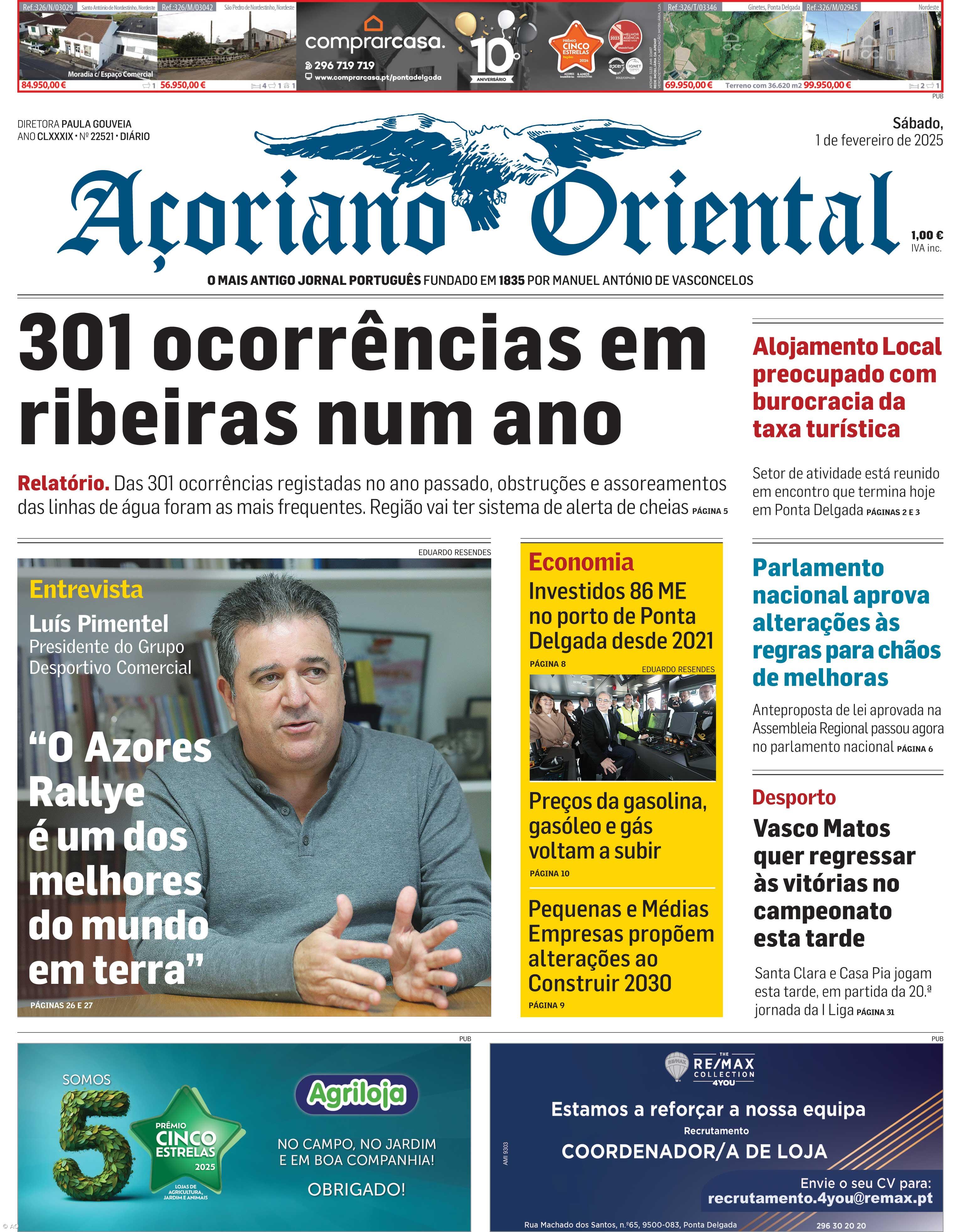 "301 ocorrências em ribeiras num ano" é a manchete do Açoriano Oriental – Imagem 1