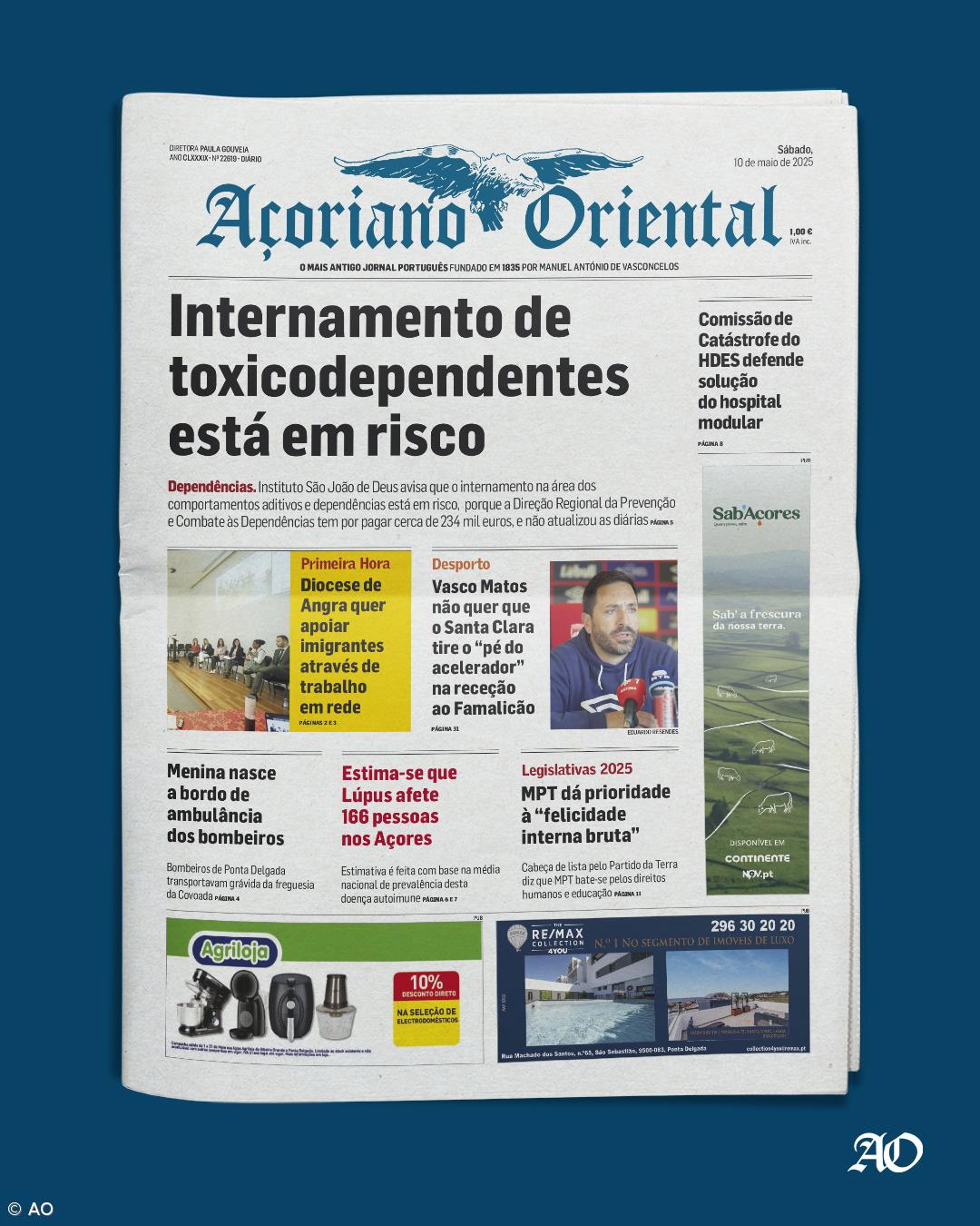 "Internamento de toxicodependentes está em risco" é a manchete do Açoriano Oriental – Imagem 1