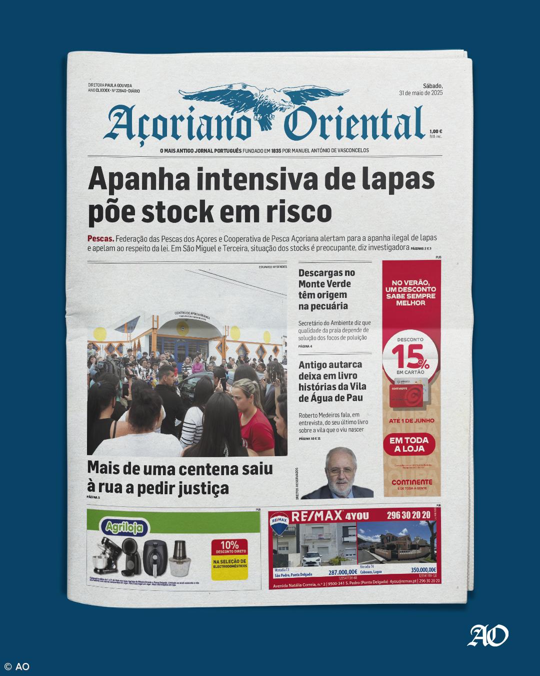 "Apanha intensiva de lapas põe stock em risco" é a manchete do Açoriano Oriental – Imagem 1