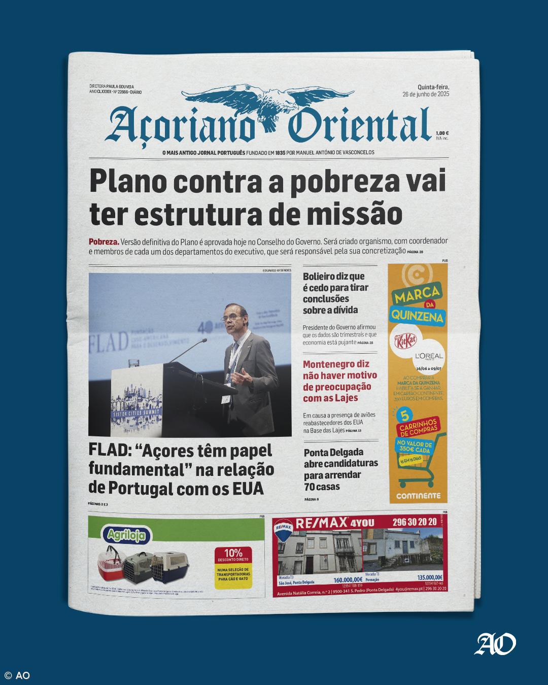 "Plano contra a pobreza vai ter estrutura de missão" é a manchete do Açoriano Oriental – Imagem 1