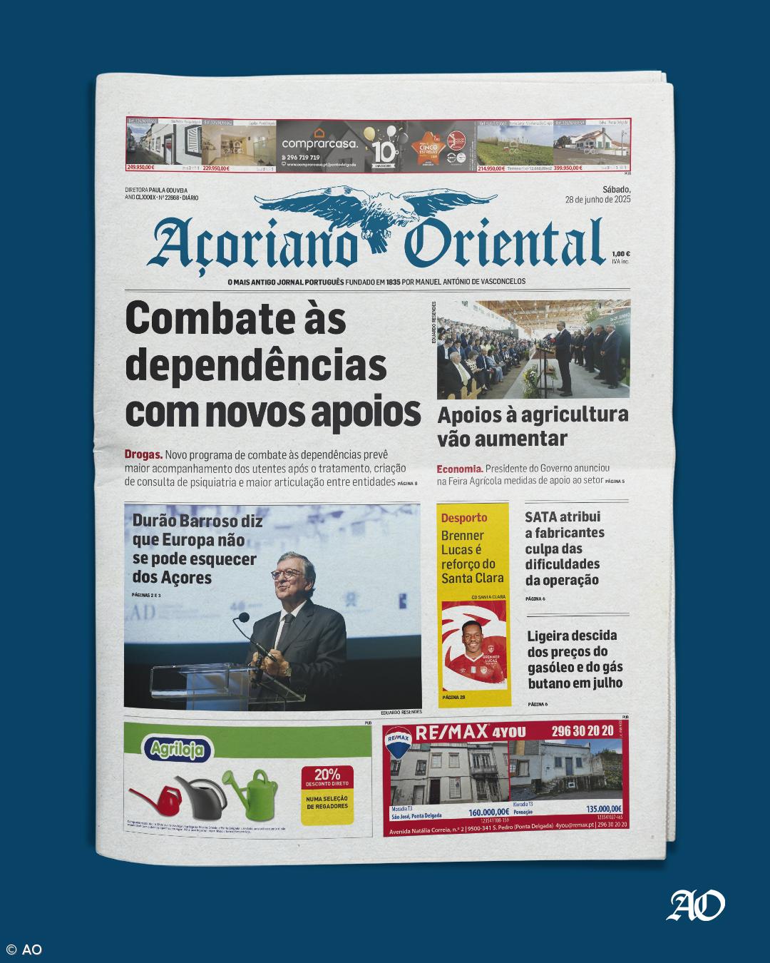 "Combate às dependências com novos apoios" é a manchete do Açoriano Oriental – Imagem 1