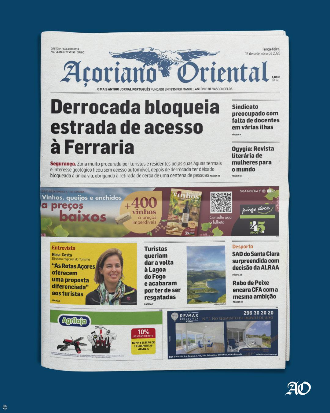 Derrocada bloqueia estrada de acesso à Ferraria  – Imagem 1