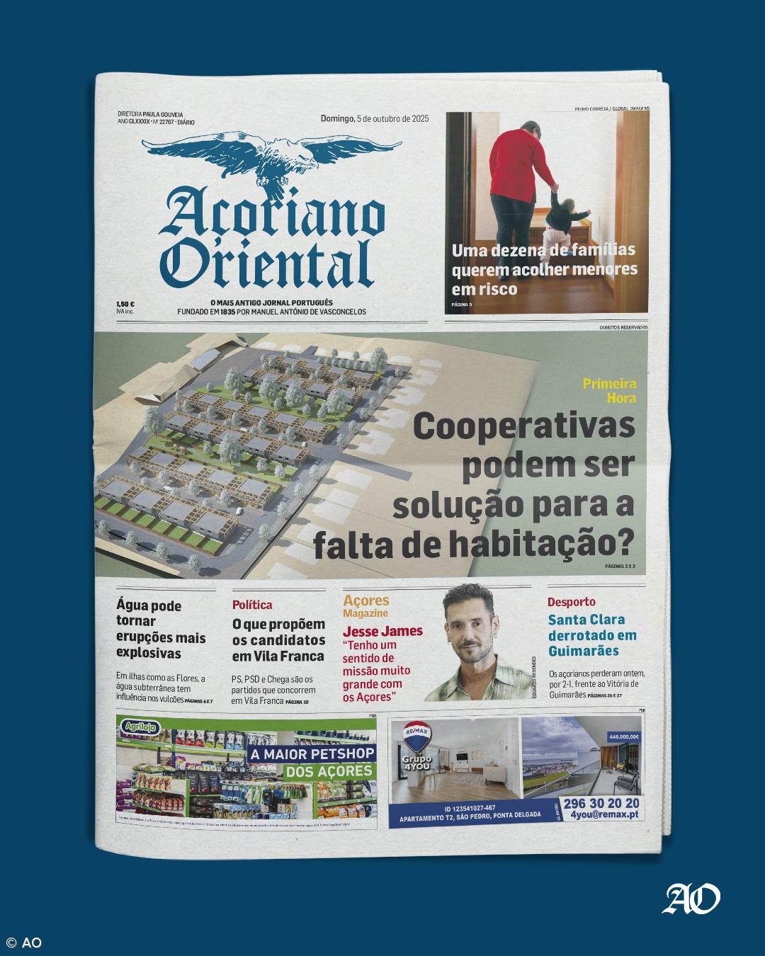 "Cooperativas podem ser solução para a falta de habitação?" é a manchete do Açoriano Oriental – Imagem 1