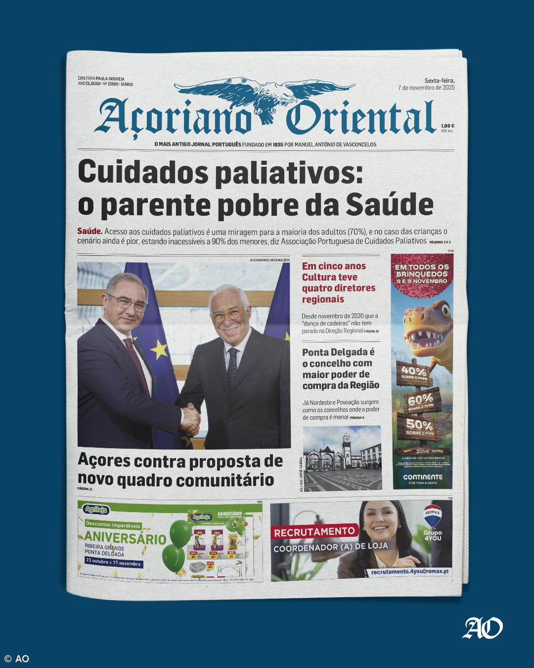 "Cuidados paliativos: o parente pobre da Saúde" é a manchete do Açoriano Oriental – Imagem 1