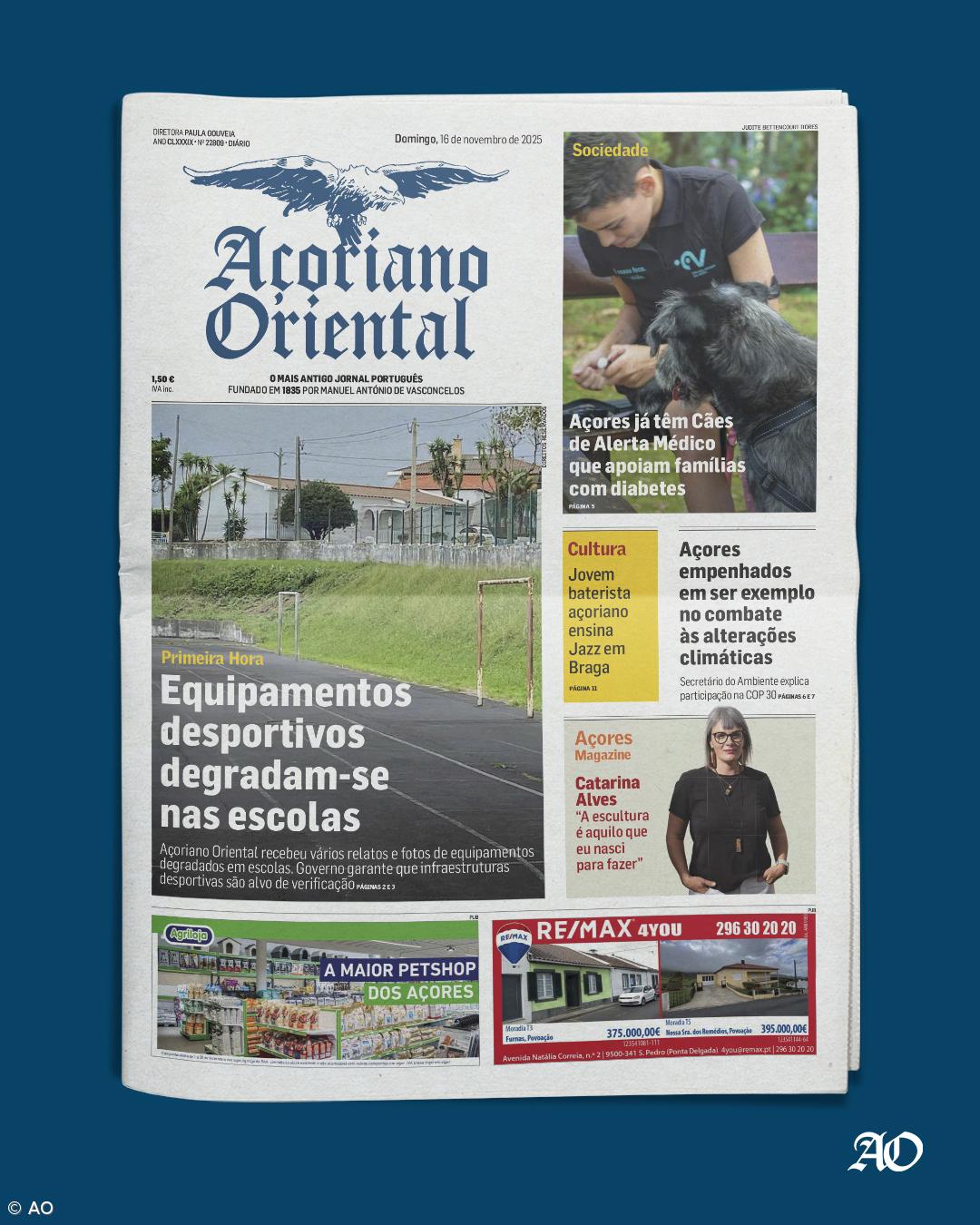 "Equipamentos desportivos degradam-se nas escolas" é a manchete do Açoriano Oriental – Imagem 1