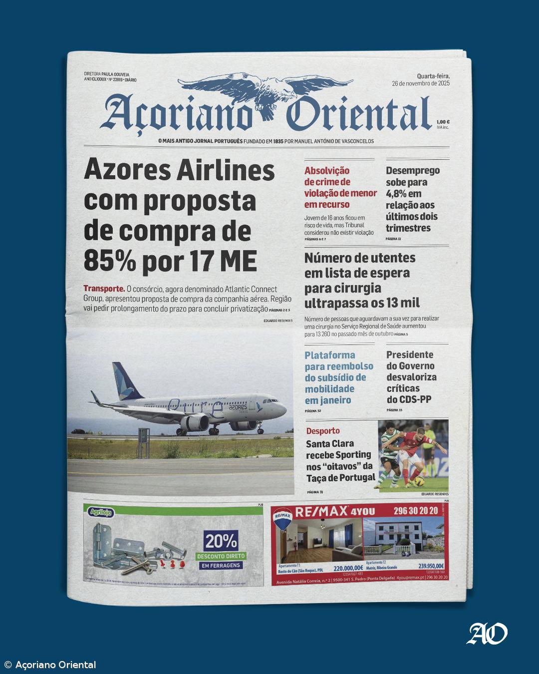 Azores Airlines com proposta de compra de 85% por 17 ME – Imagem 1