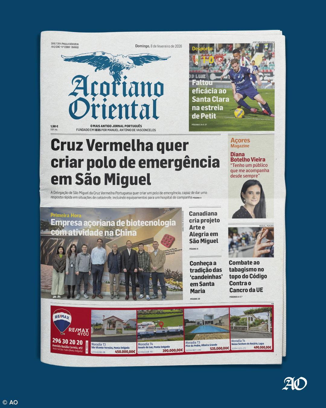 "Cruz Vermelha quer criar polo de emergência em São Miguel" é a manchete do Açoriano Oriental – Imagem 1