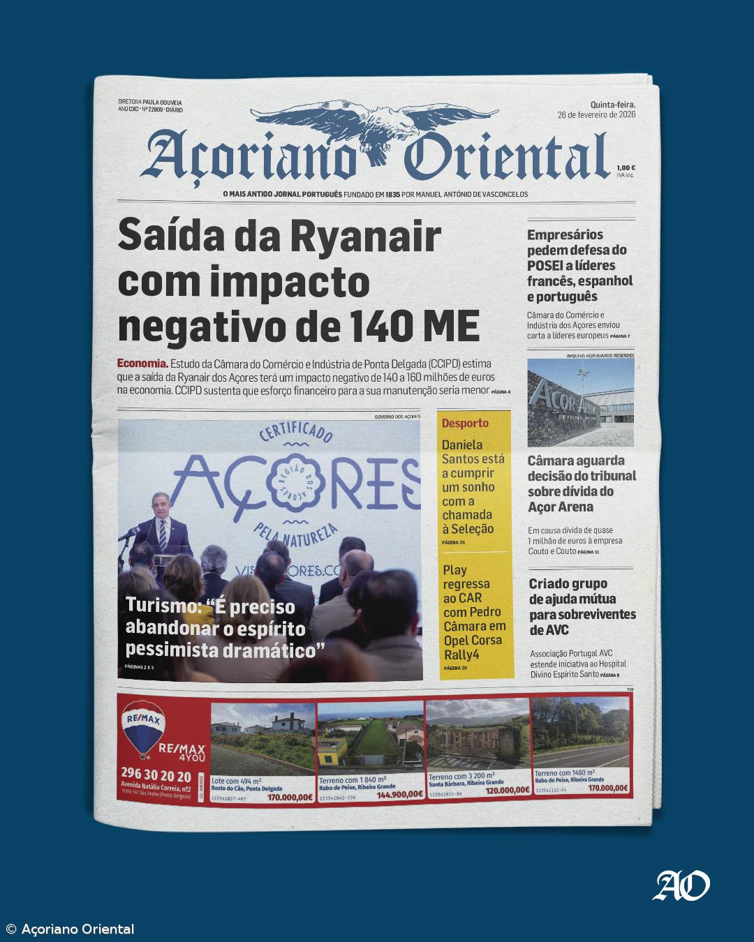 "Saída da Ryanair com impacto negativo de 140 ME" é a manchete de hoje – Imagem 1