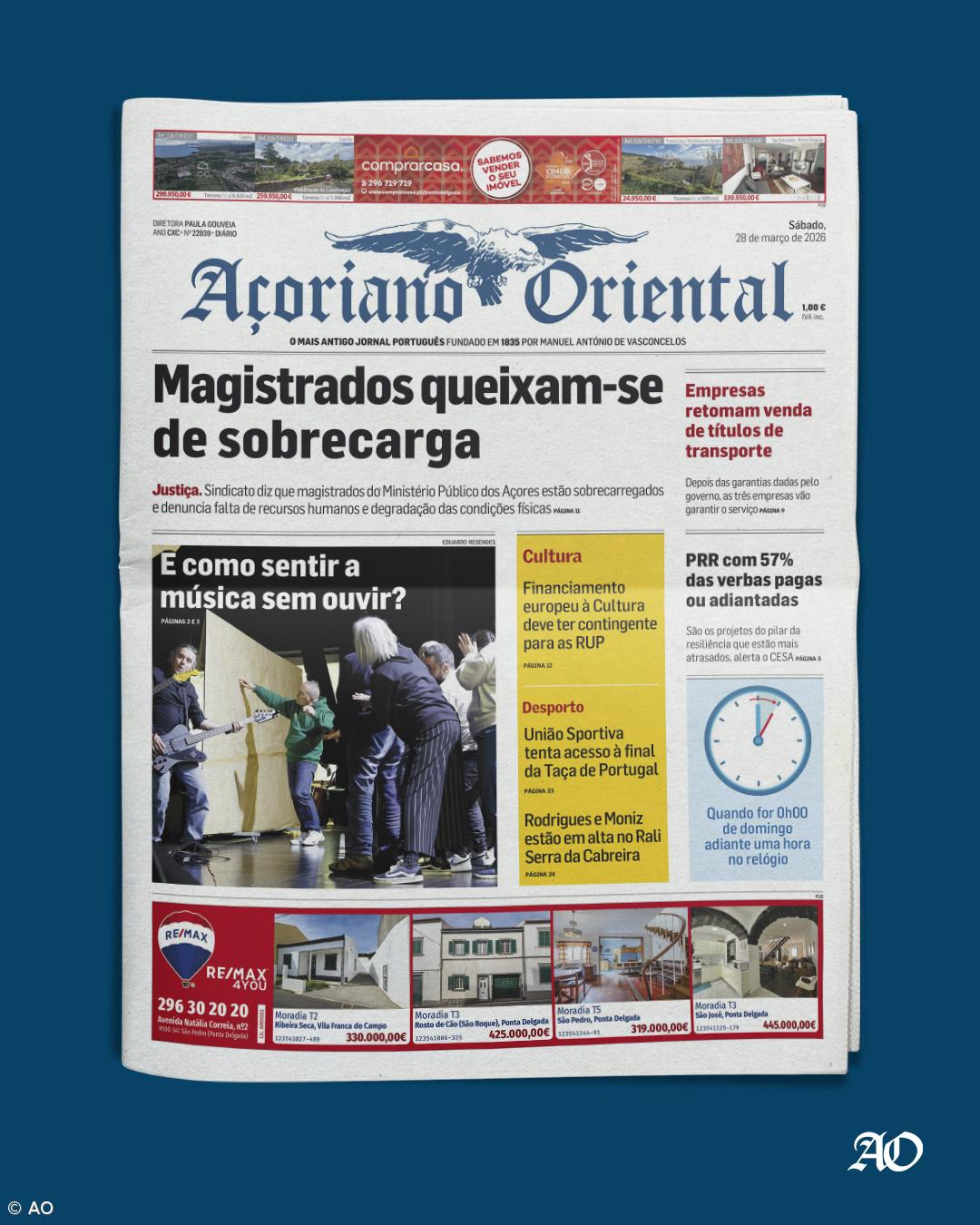 "Magistrados queixam-se de sobrecarga" é a manchete do Açoriano Oriental – Imagem 1