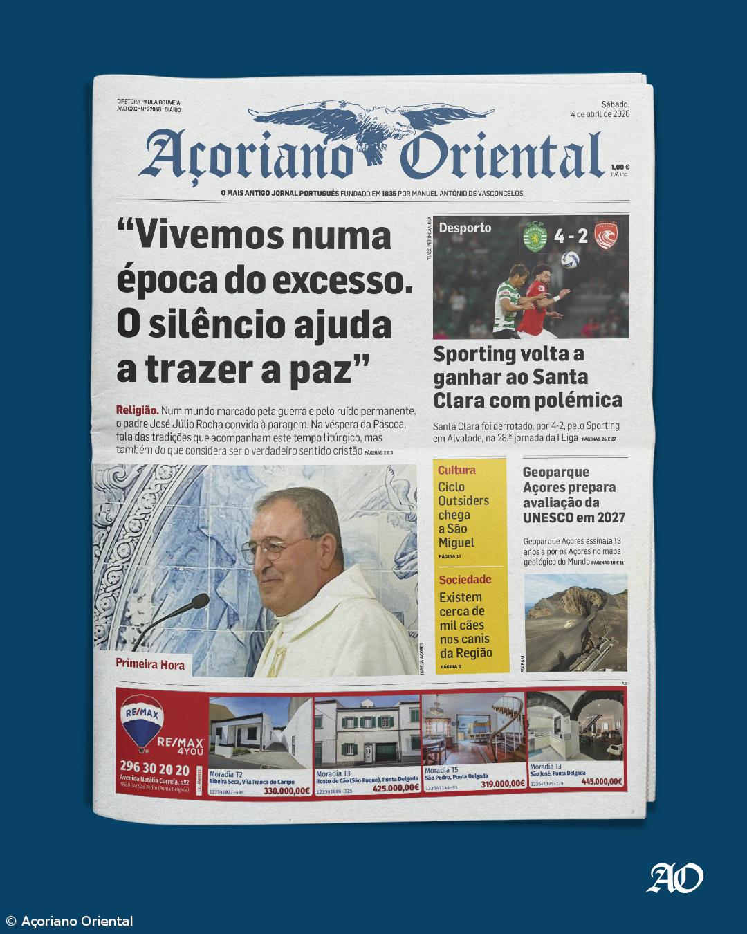 Vivremos numa época do excesso. O silêncio ajuda a trazer a paz" é a manchete de hoje – Imagem 1