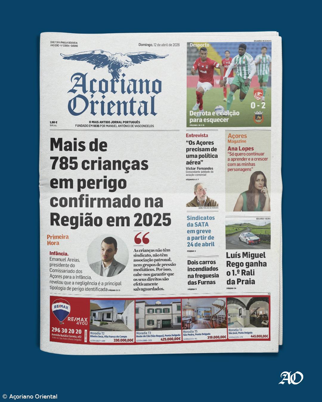 "Mais de 785 crianças em perigo confirmado na Região em 2025" é a manchete de hoje – Imagem 1