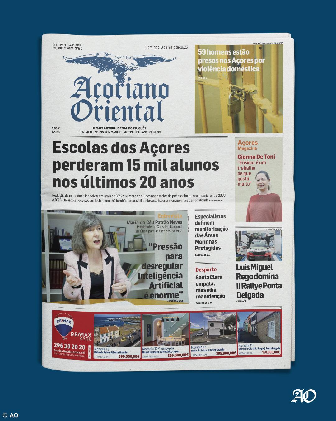 "Escolas dos Açores perderam 15 mil alunos nos últimos 20 anos" é a manchete do Açoriano Oriental – Imagem 1