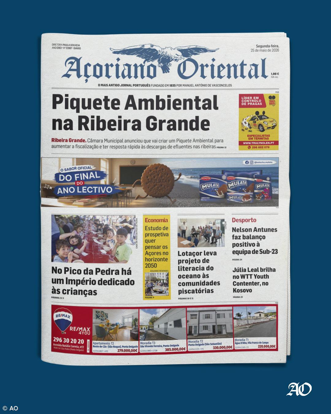 "Piquete Ambiental na Ribeira Grande" é a manchete do Açoriano Oriental – Imagem 1