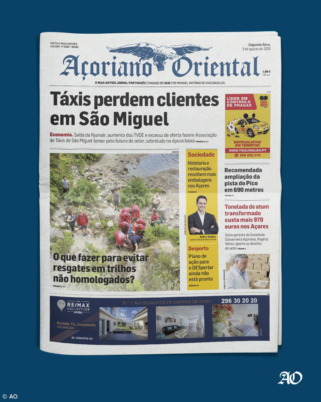 "Táxis perdem clientes em São Miguel" é a manchete do Açoriano Oriental – Imagem 1