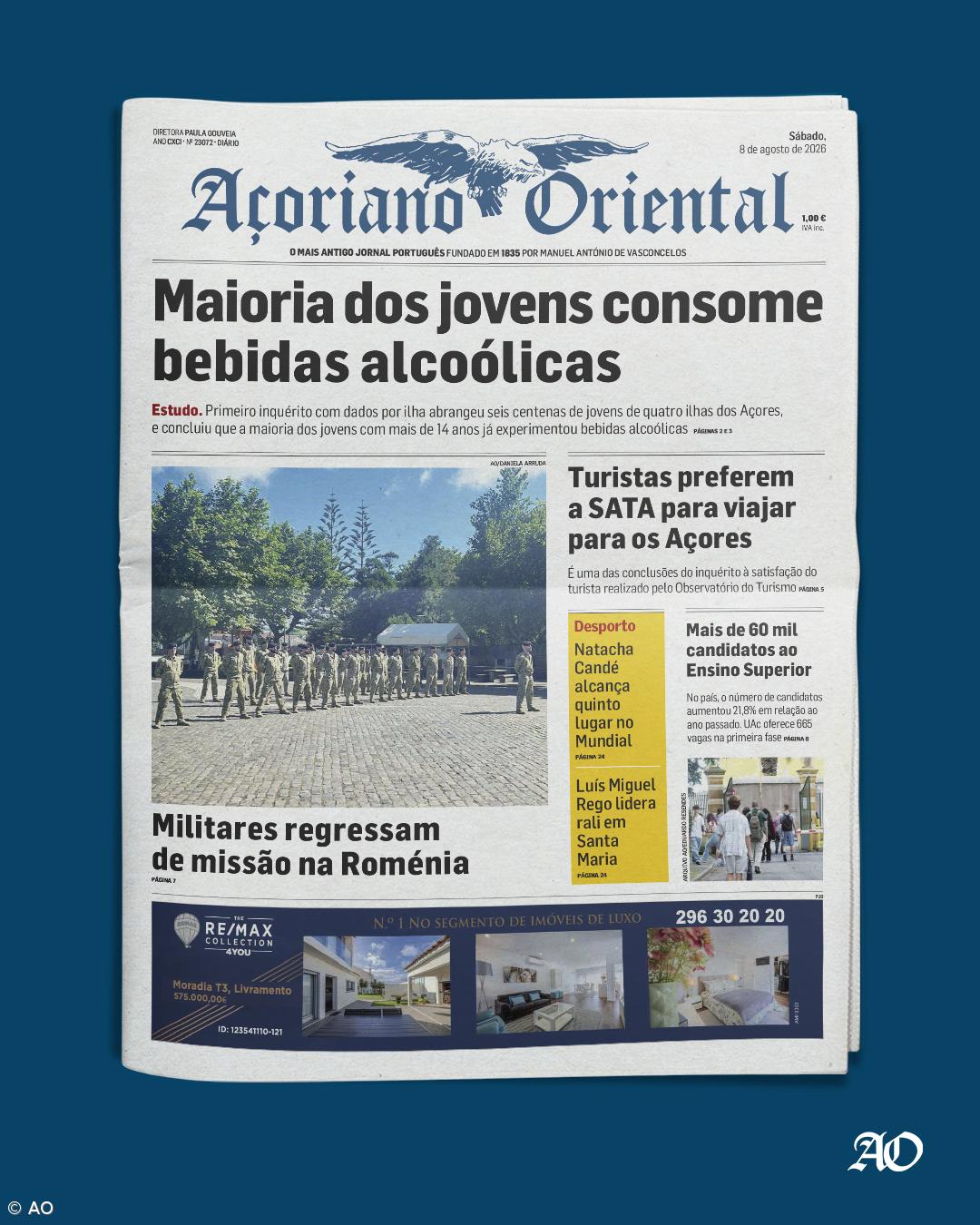 "Maioria dos jovens consome bebidas alcoólicas" é a manchete do Açoriano Oriental – Imagem 1