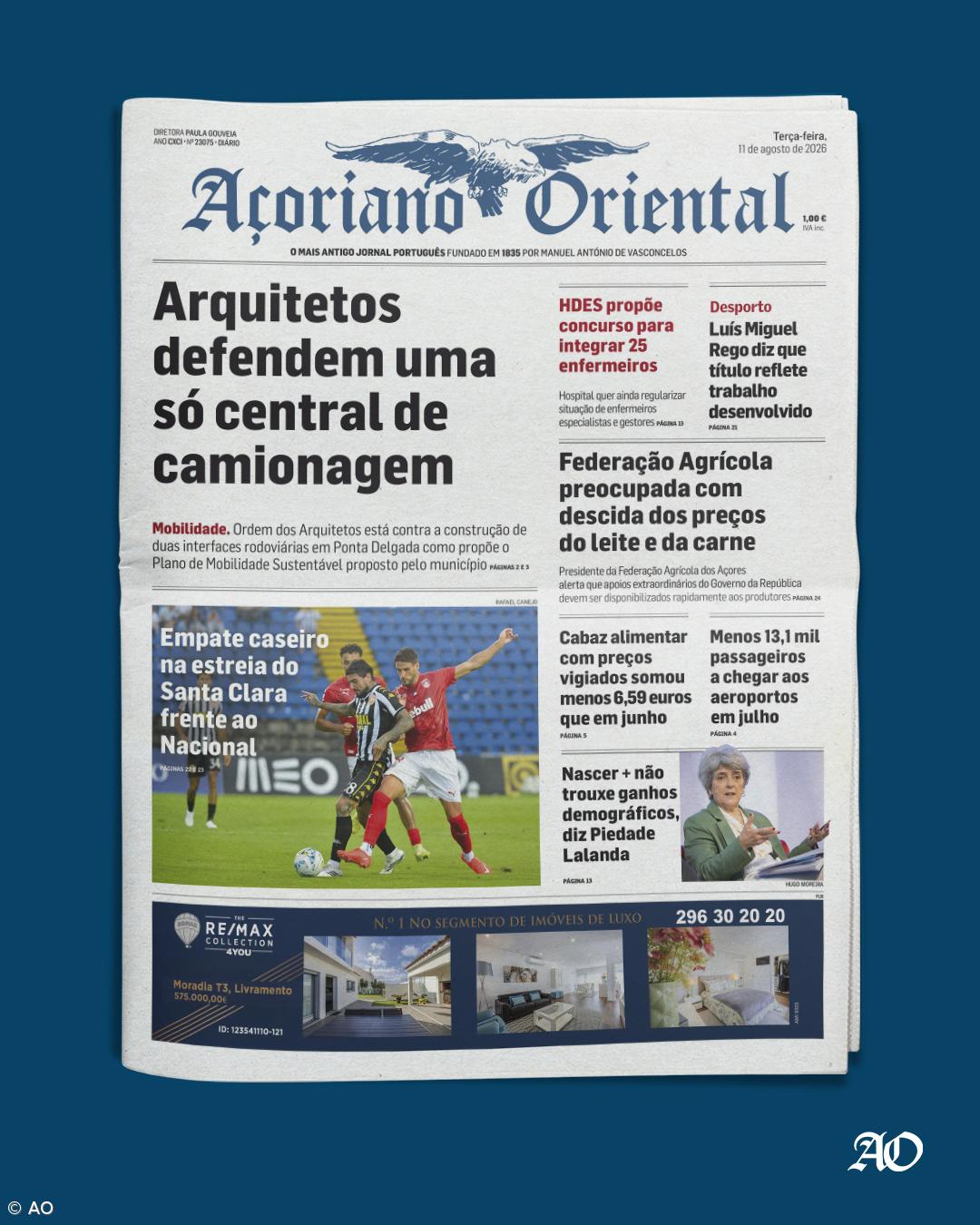 "Arquitetos defendem uma só central de camionagem" é a manchete do Açoriano Oriental – Imagem 1
